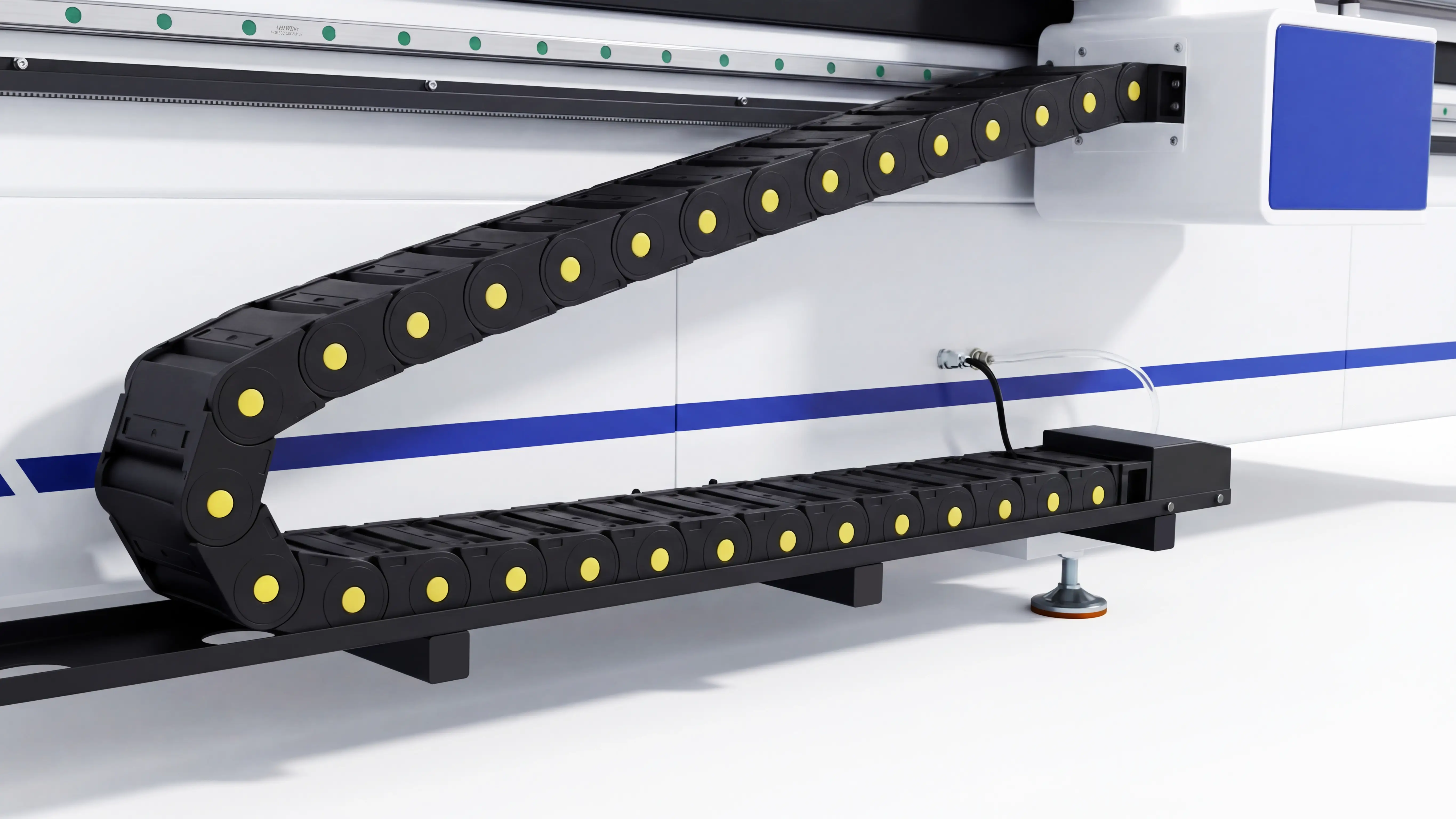 Fully enclosed high-strength cable carrier of Spire 2130 ATC CNC router