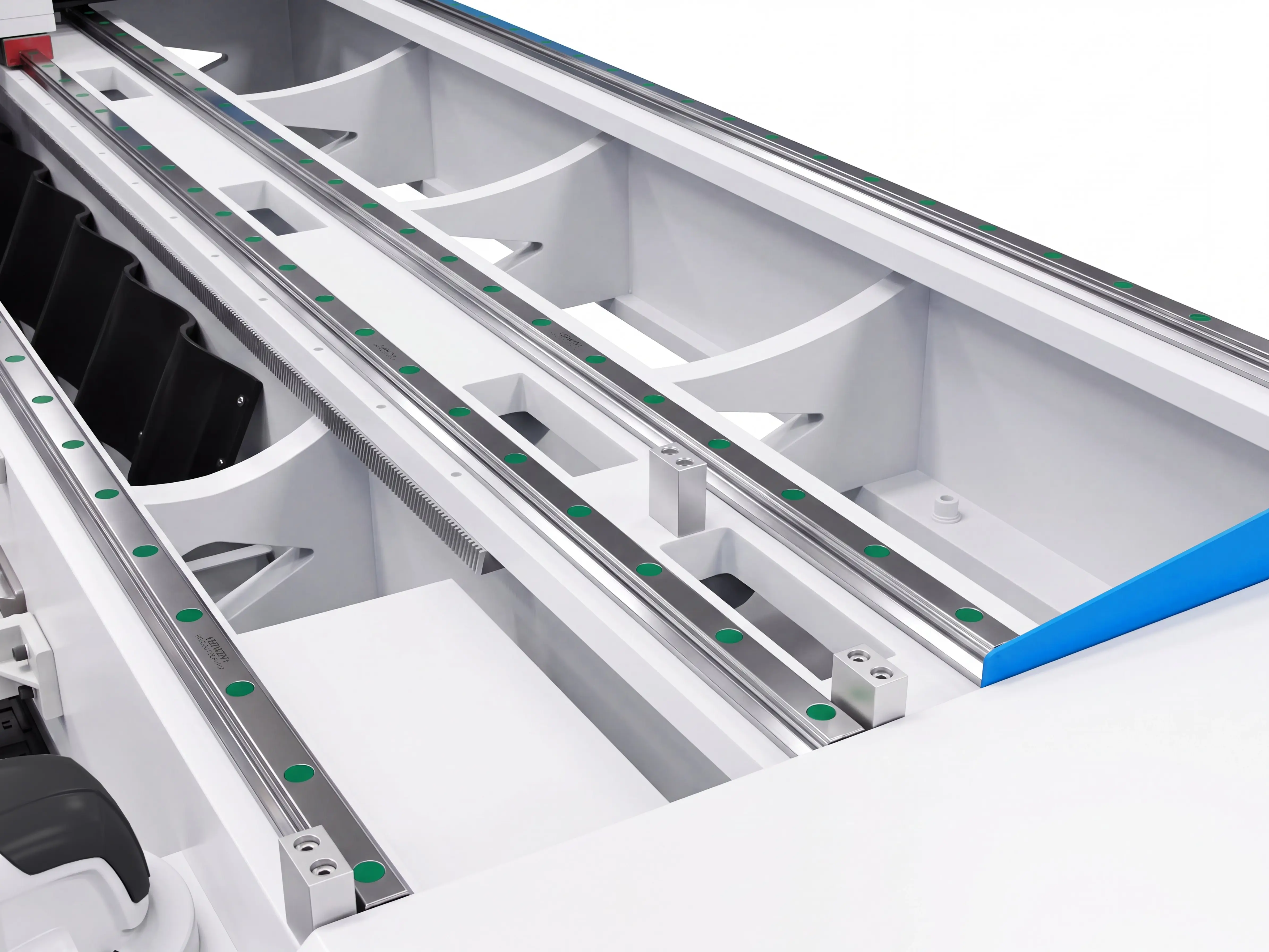 Four Hiwin (Taiwan) P level 30 linear guideways for X-axis