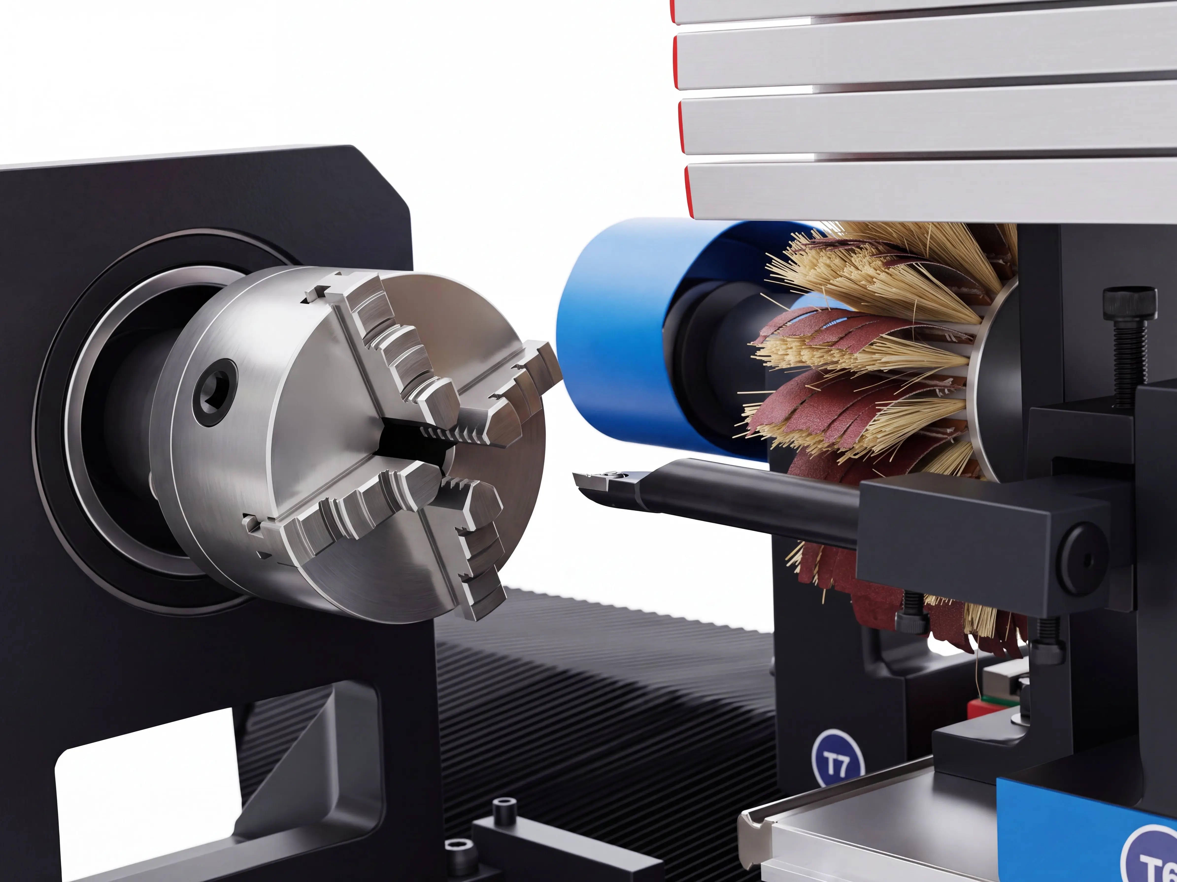 Dual turning tool station of Spire 1530 5-axis CNC wood lathe