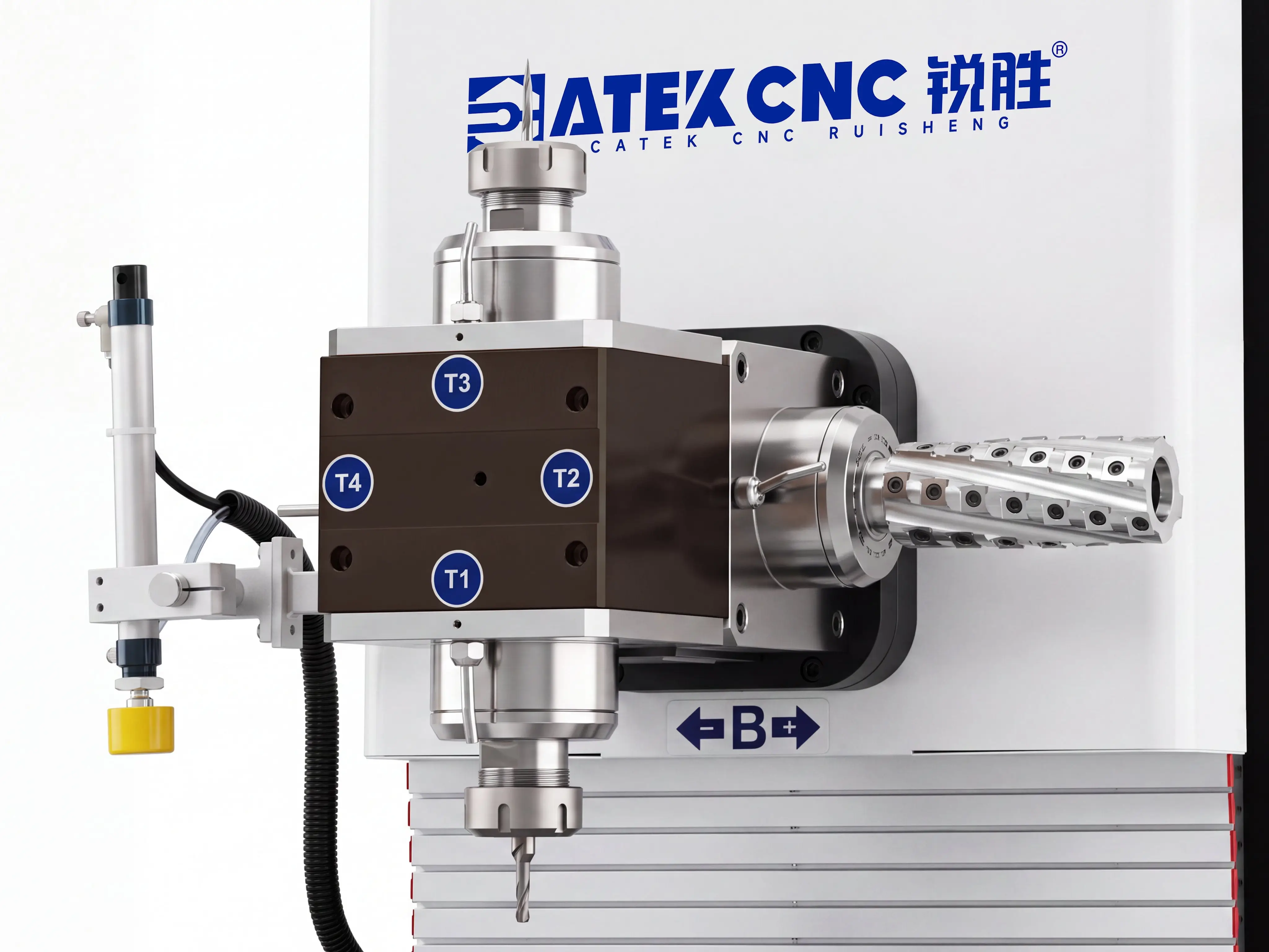 4-Station machining head of Spire 1530 5-axis CNC wood lathe