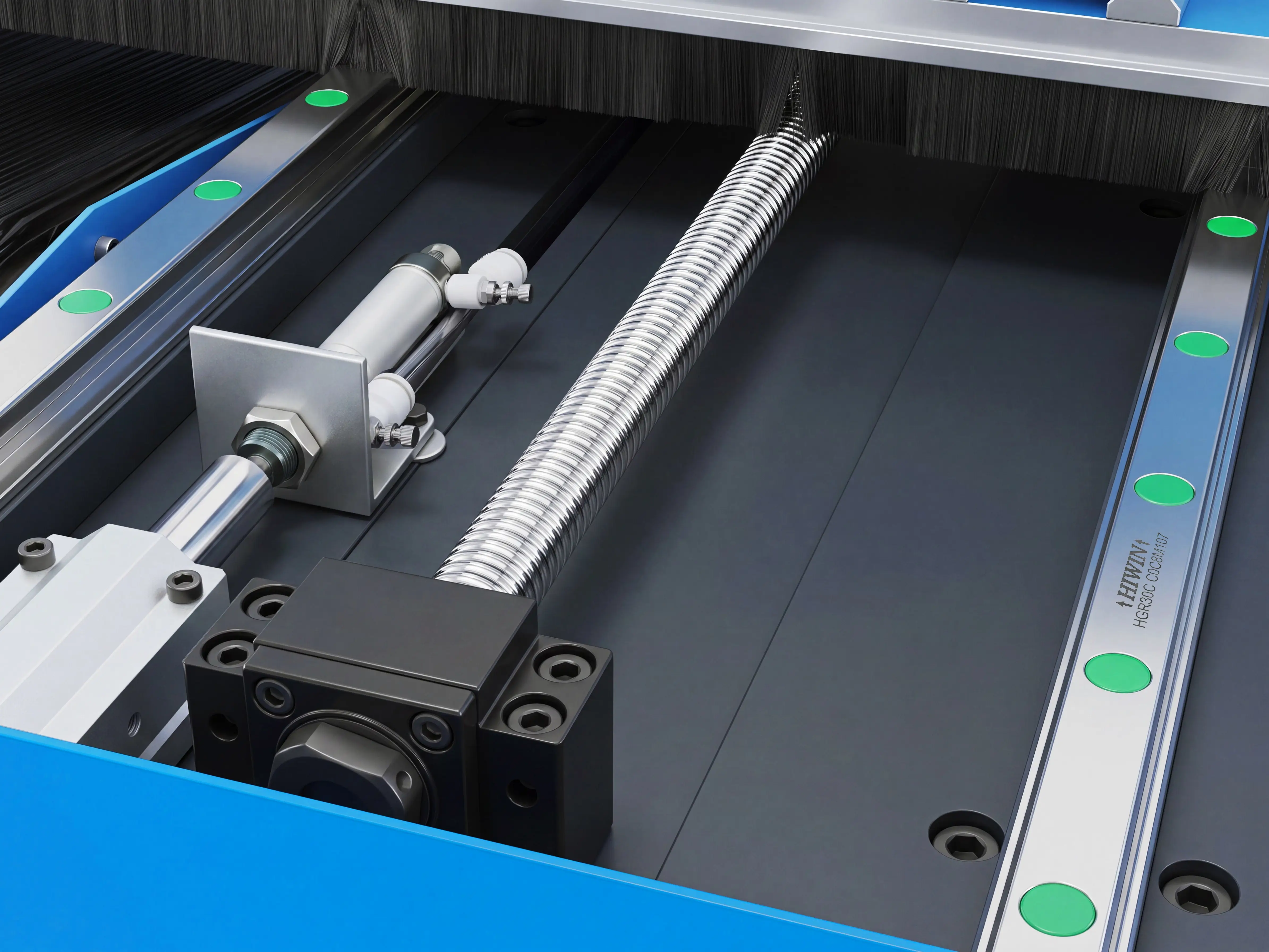 TBI (Taiwan) ground ball screws of Spire 1530 5-axis CNC wood lathe