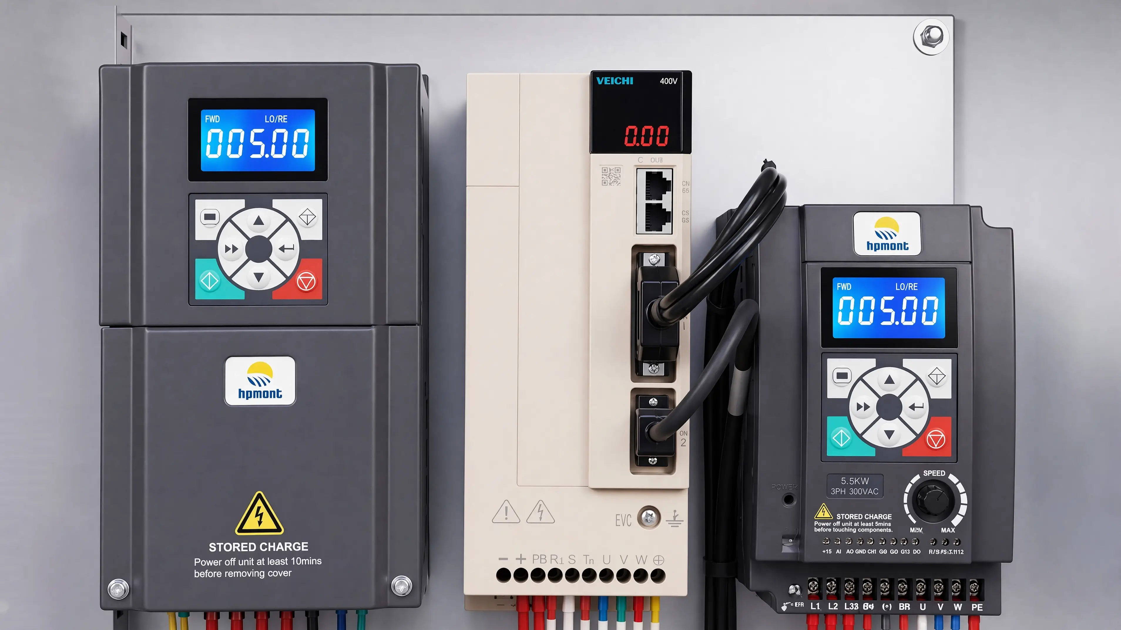 Hpmont VFD and VEICHI servo drive of Spire 1530 ATC CNC wood lathe