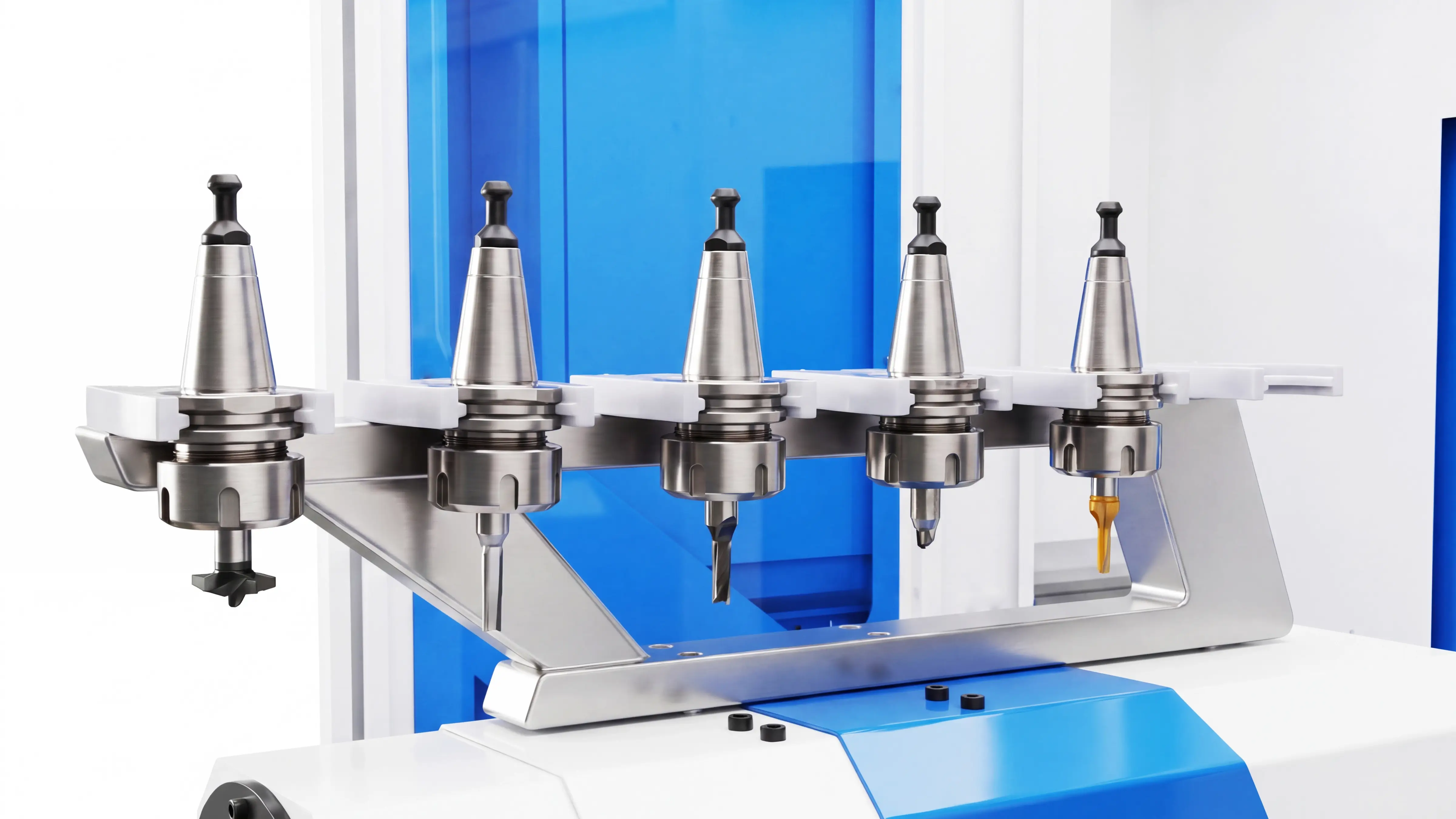 Linear automatic tool changer (ATC) magazine of Spire 1530 ATC CNC wood lathe