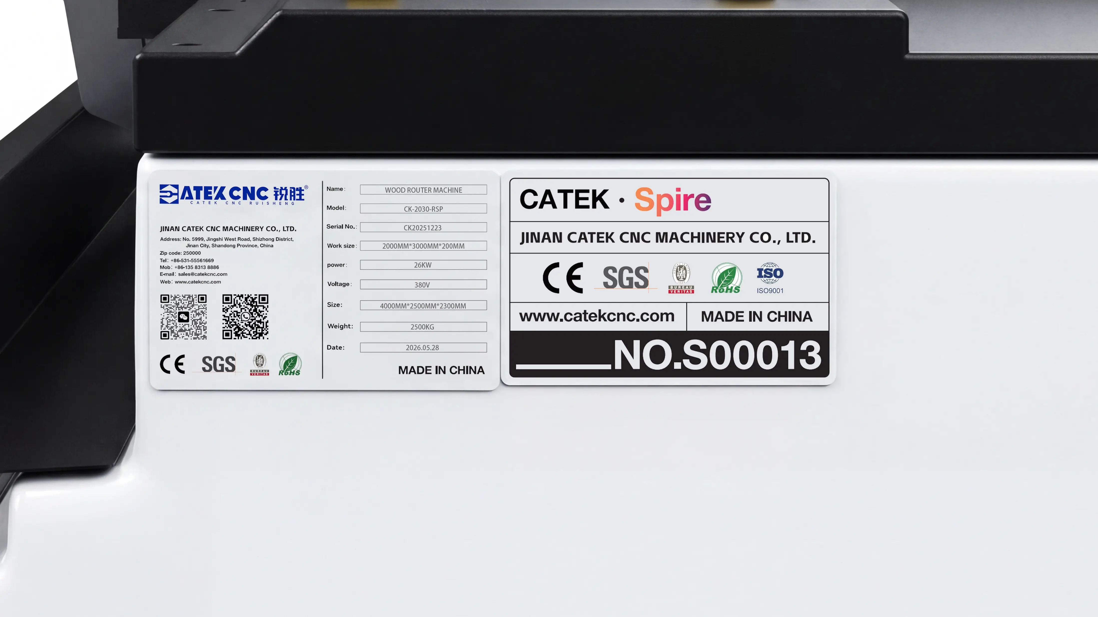 Spire series exclusive serial number of Spire 2030 ATC CNC router with oscillating cutter