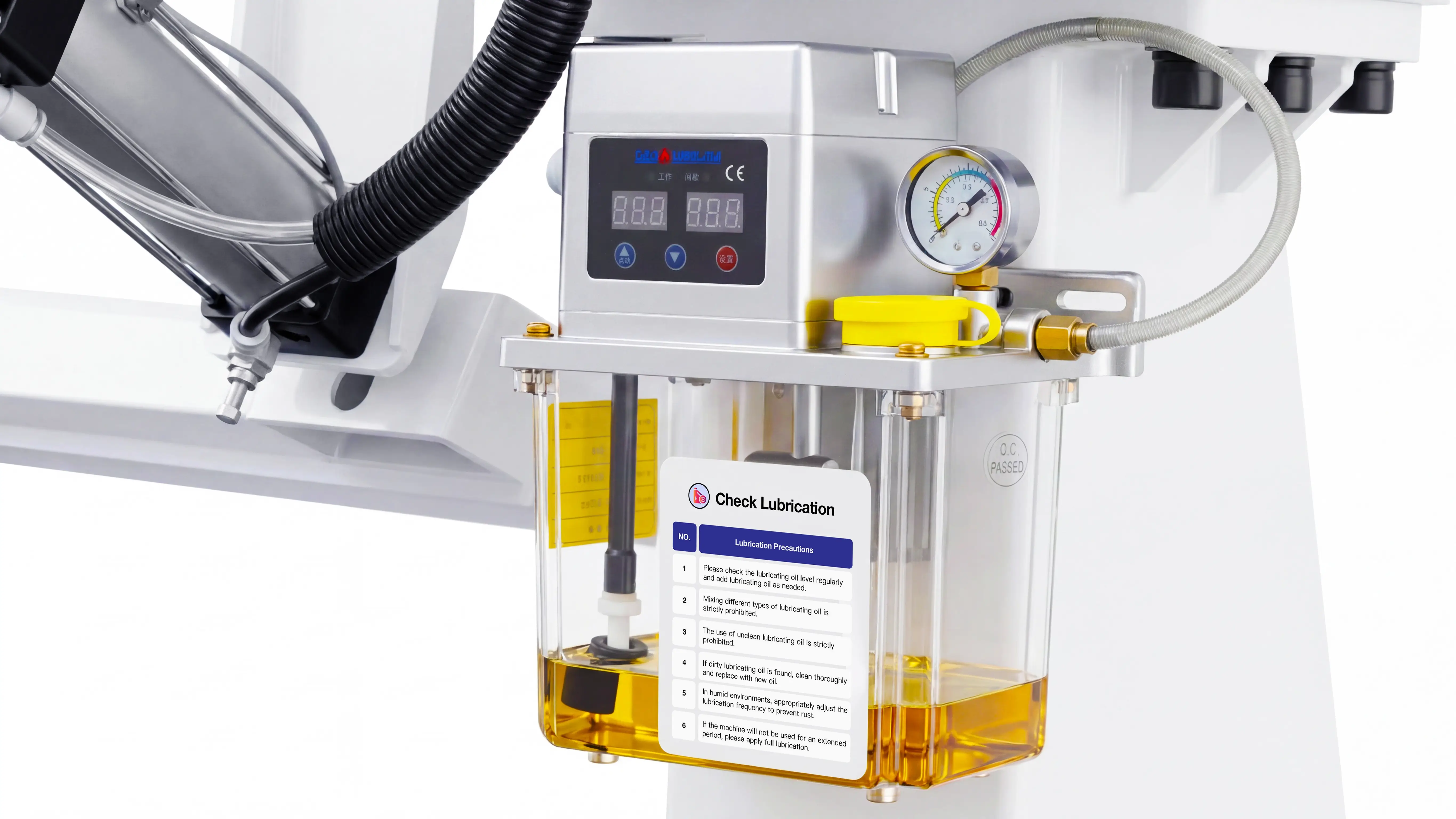 Automatic lubrication system for Spire 2030 ATC CNC router with oscillating cutter
