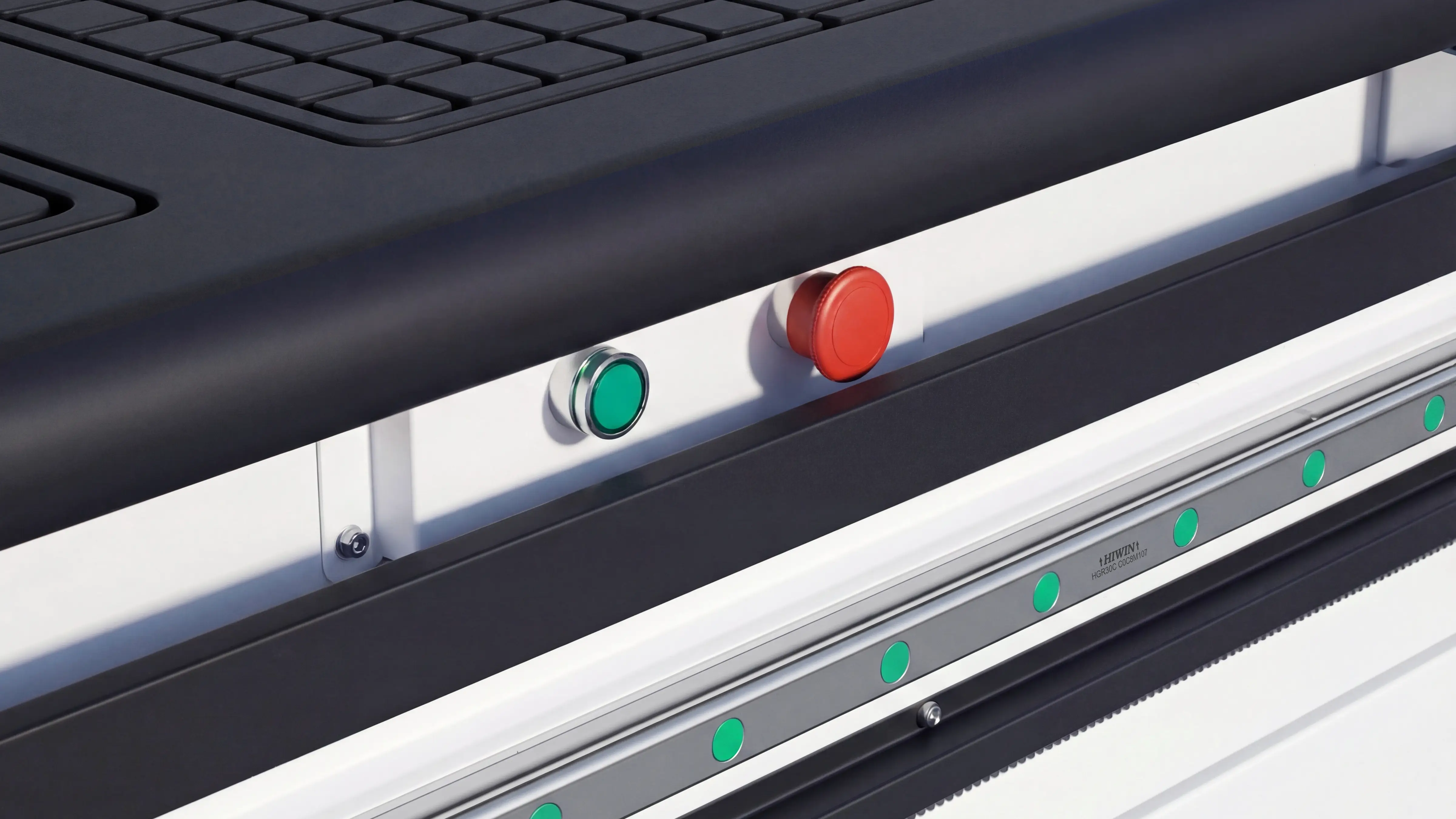 Rear control switches for Spire 2030 ATC CNC router with oscillating cutter