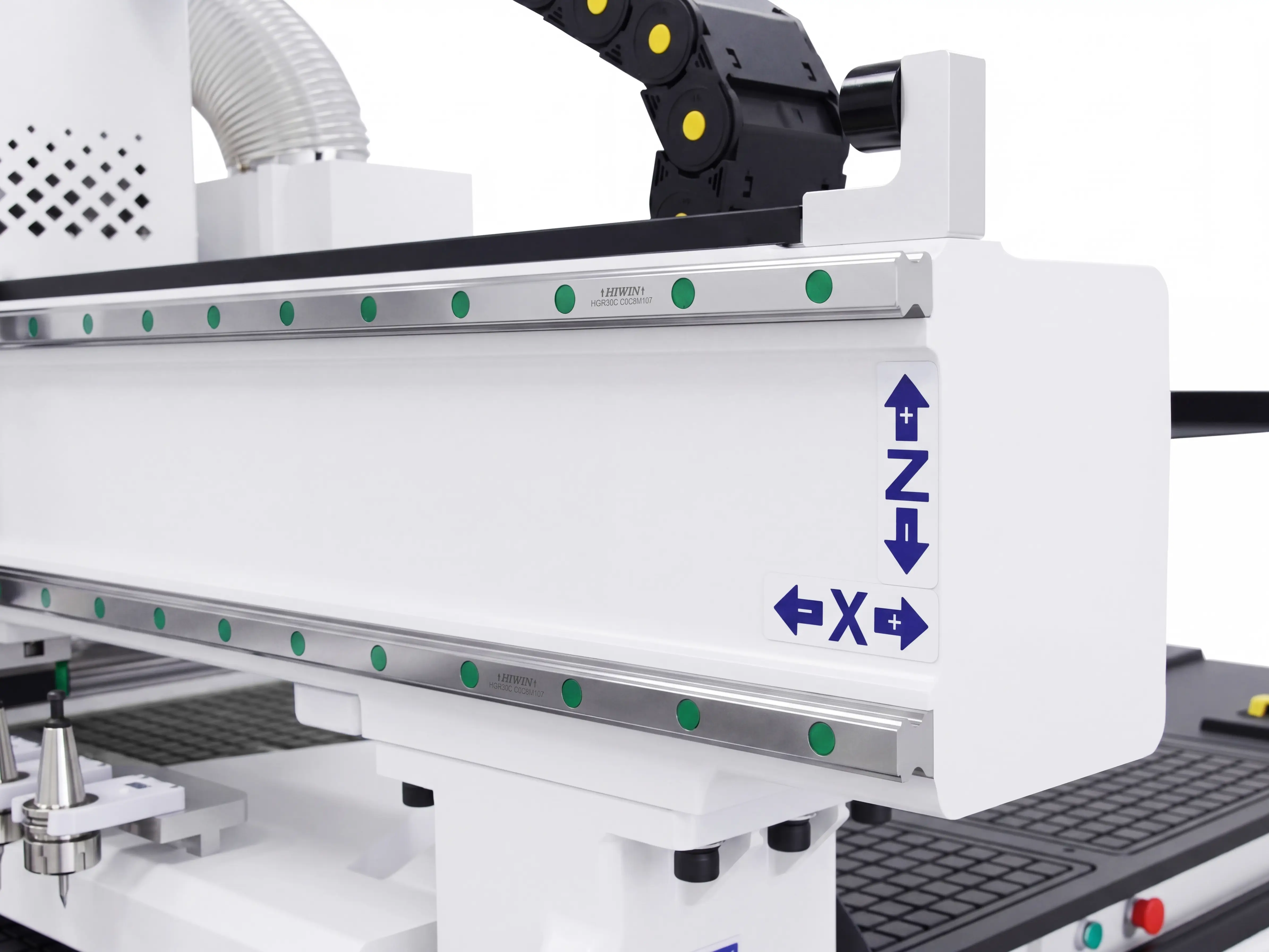 High rigidity gantry beams of Spire 2030 ATC CNC router with oscillating cutter