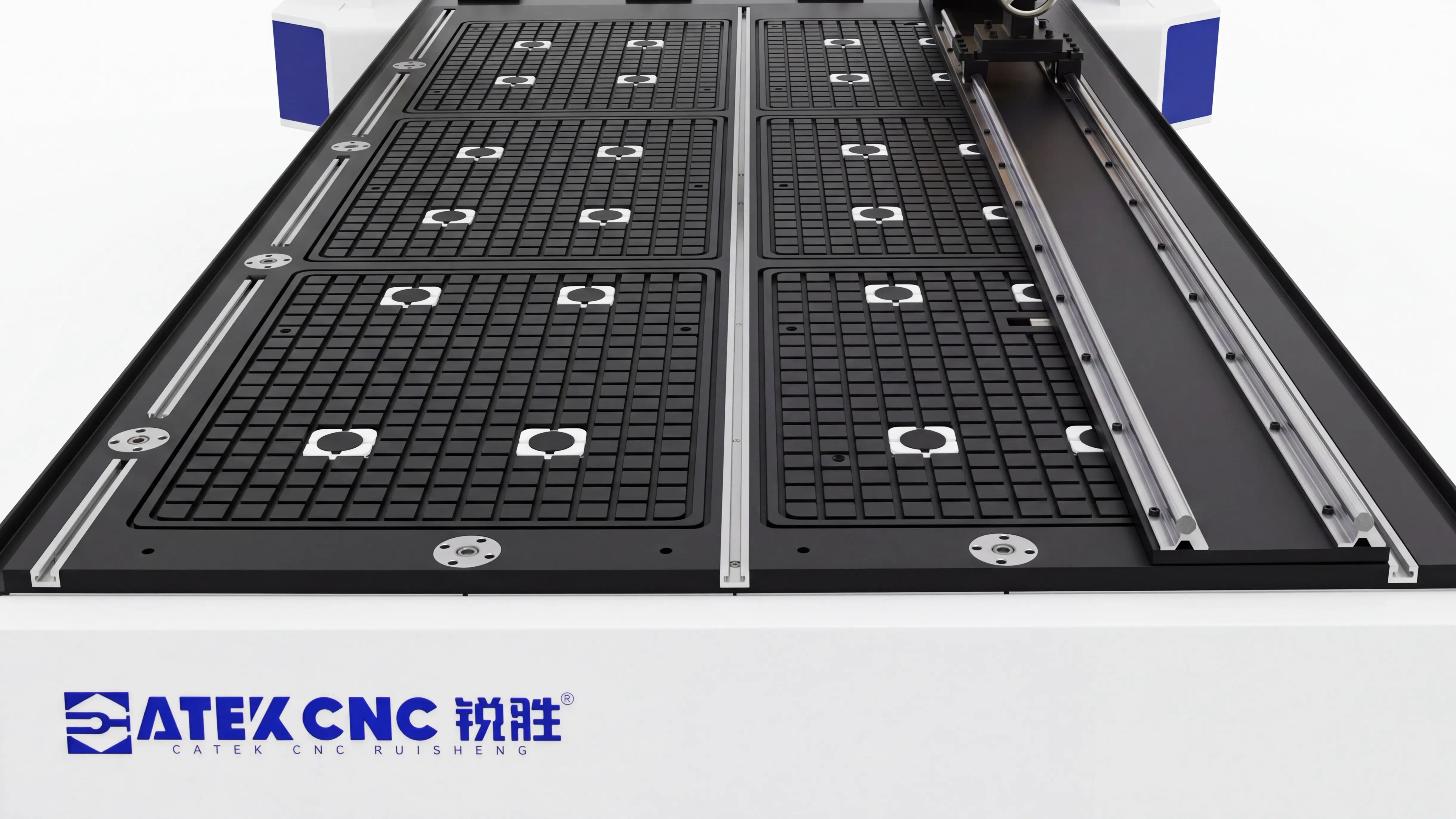Vacuum worktable for Spire 1325 4-axis CNC router with swing head and rotary 4th axis
