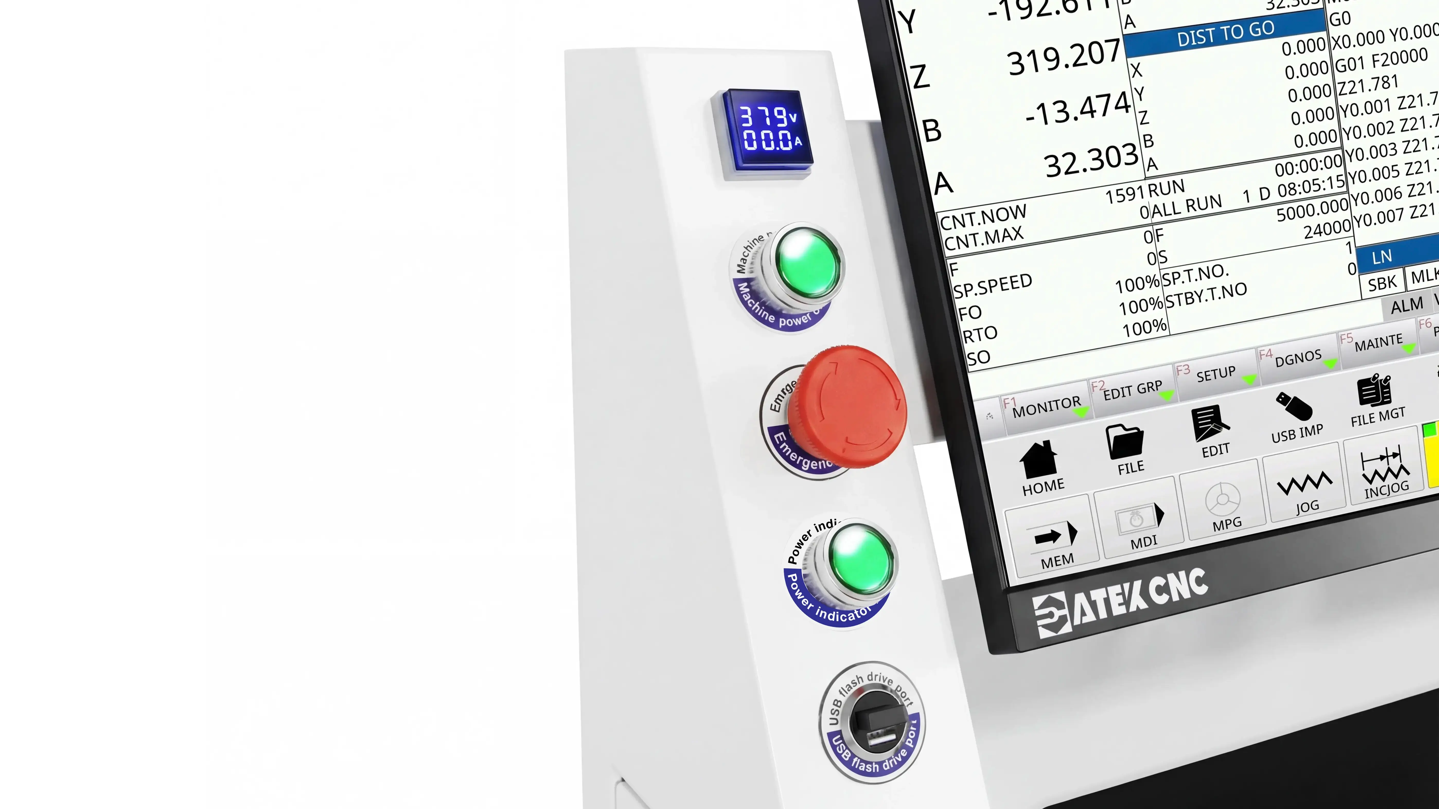 Schneider high-quality power switches of Spire 1325 4-axis CNC router with swing head and rotary 4th axis