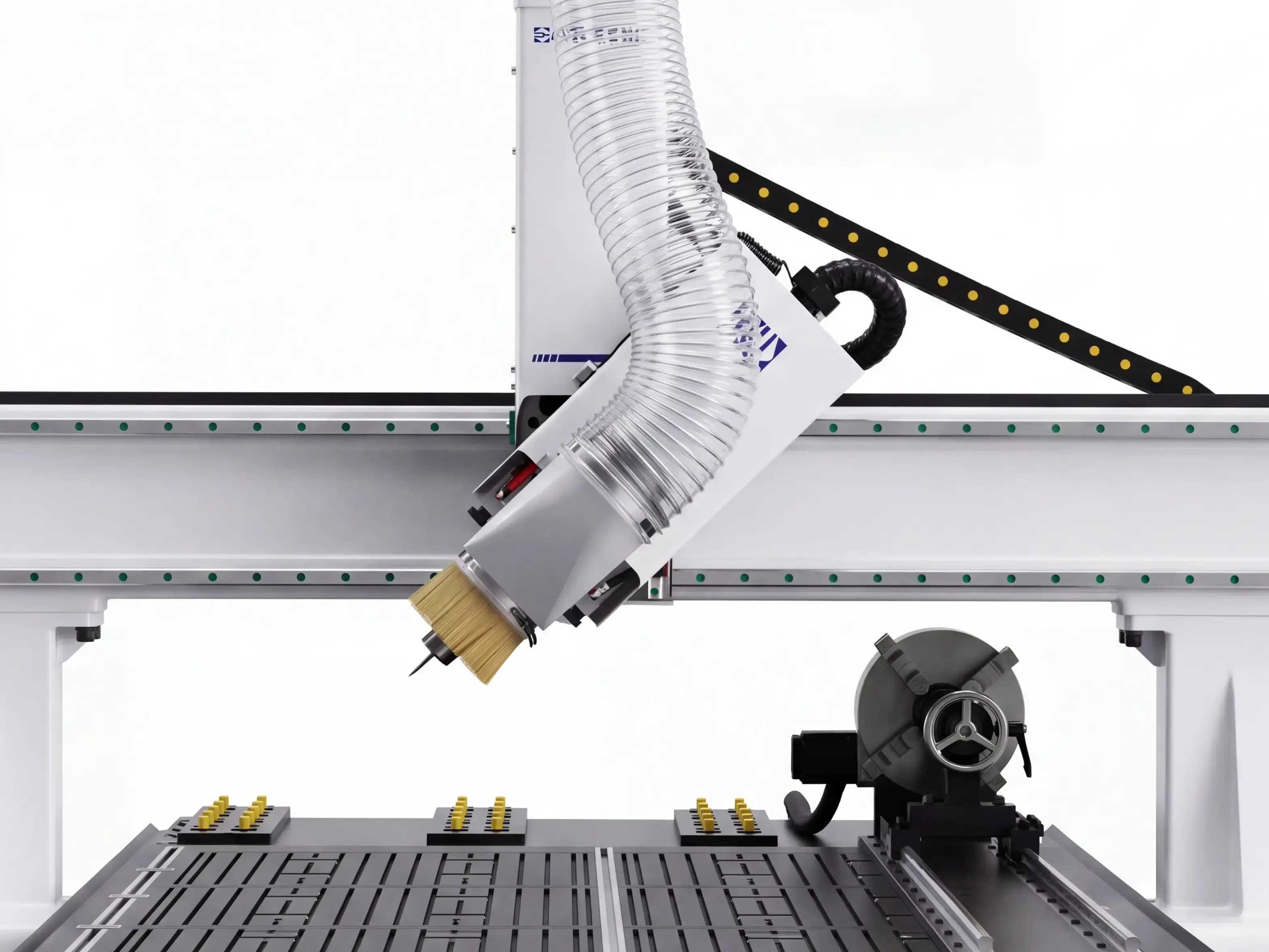 4-axis tilting spindle of Spire 1325 4-axis CNC router with swing head and rotary 4th axis