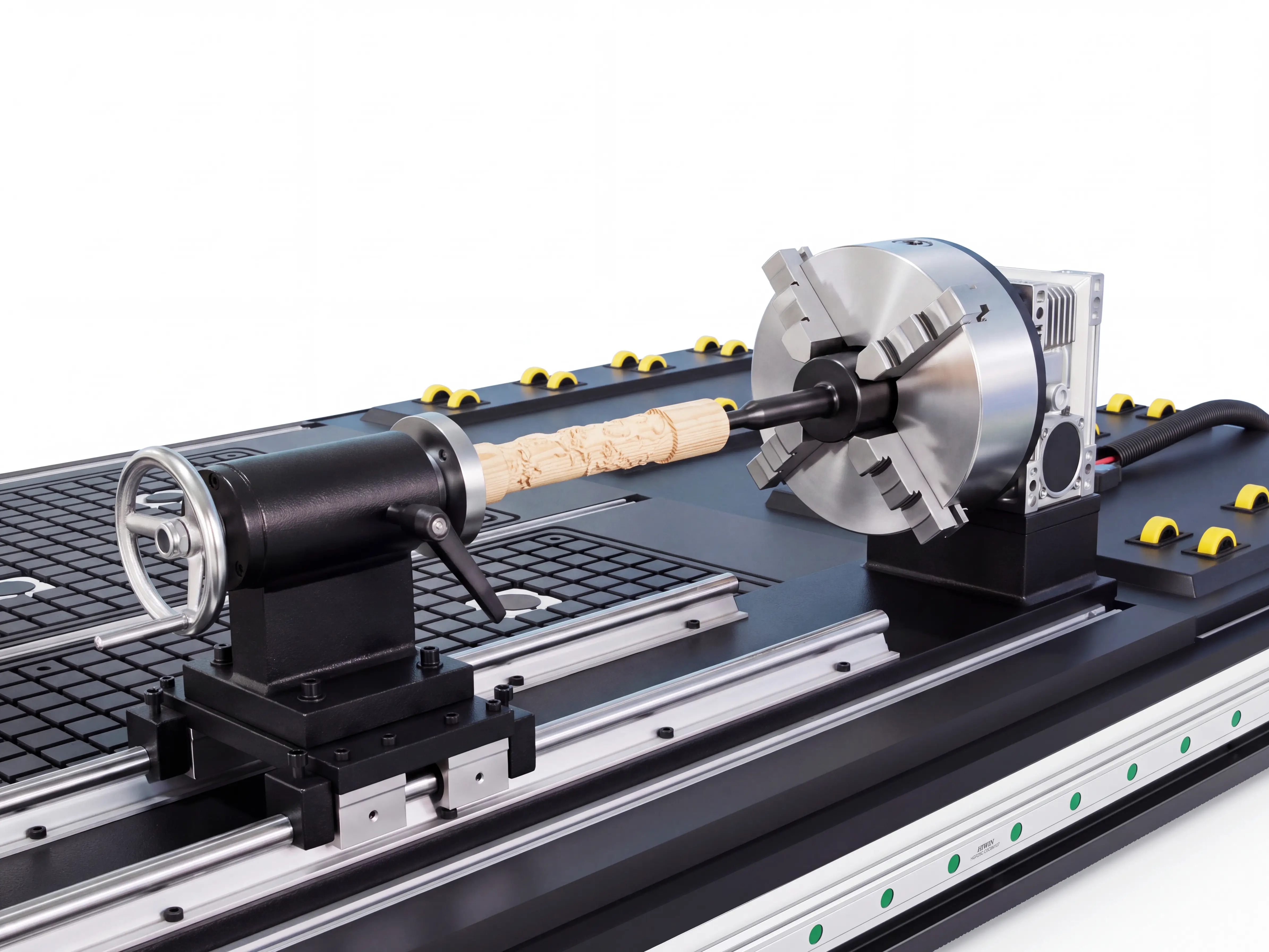 Detachable fourth rotary axis of Spire 1325 4-axis CNC router with swing head and rotary 4th axis