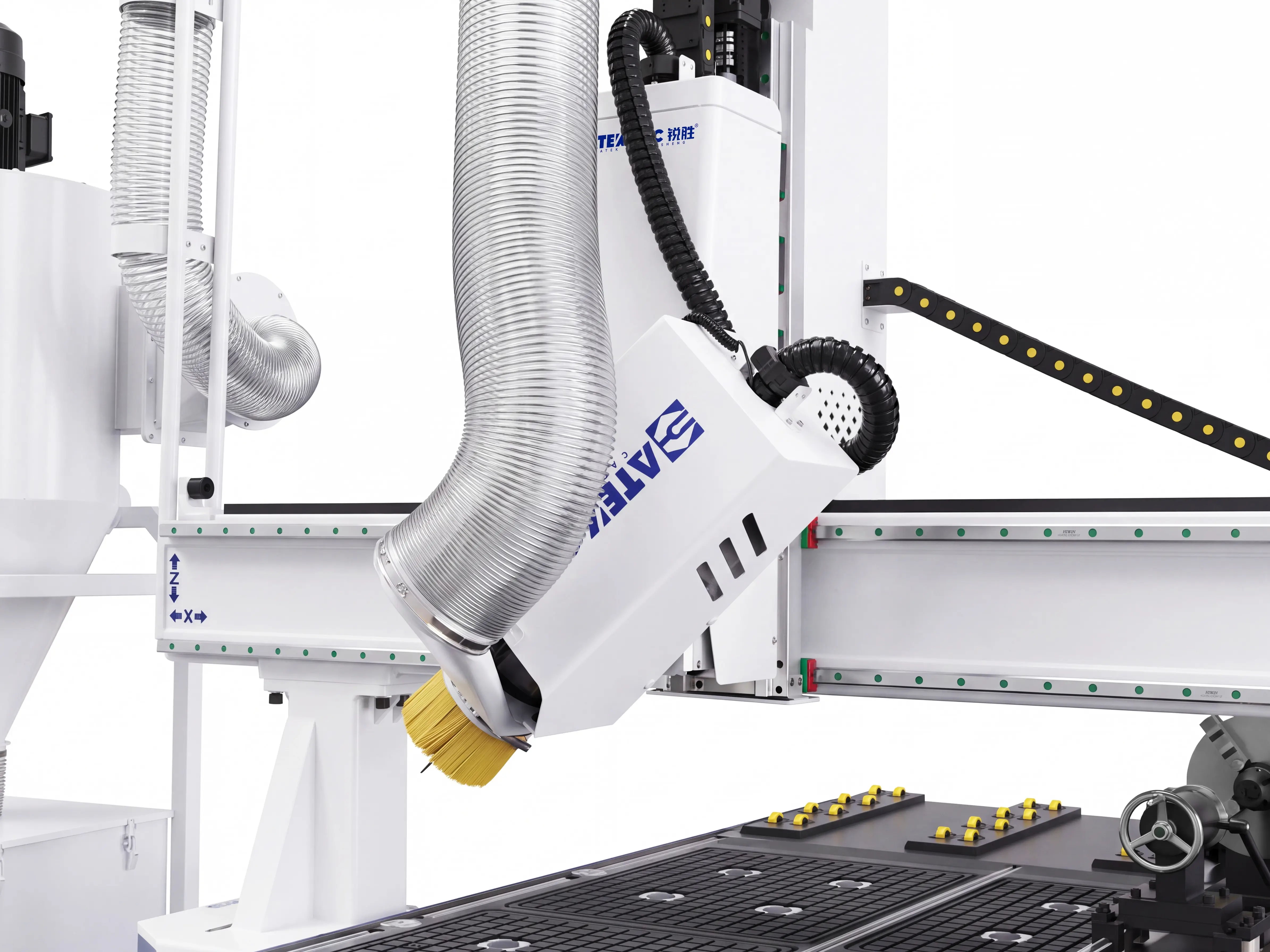 4-axis swing head of Spire 1325 4-axis CNC router with swing head and rotary 4th axis