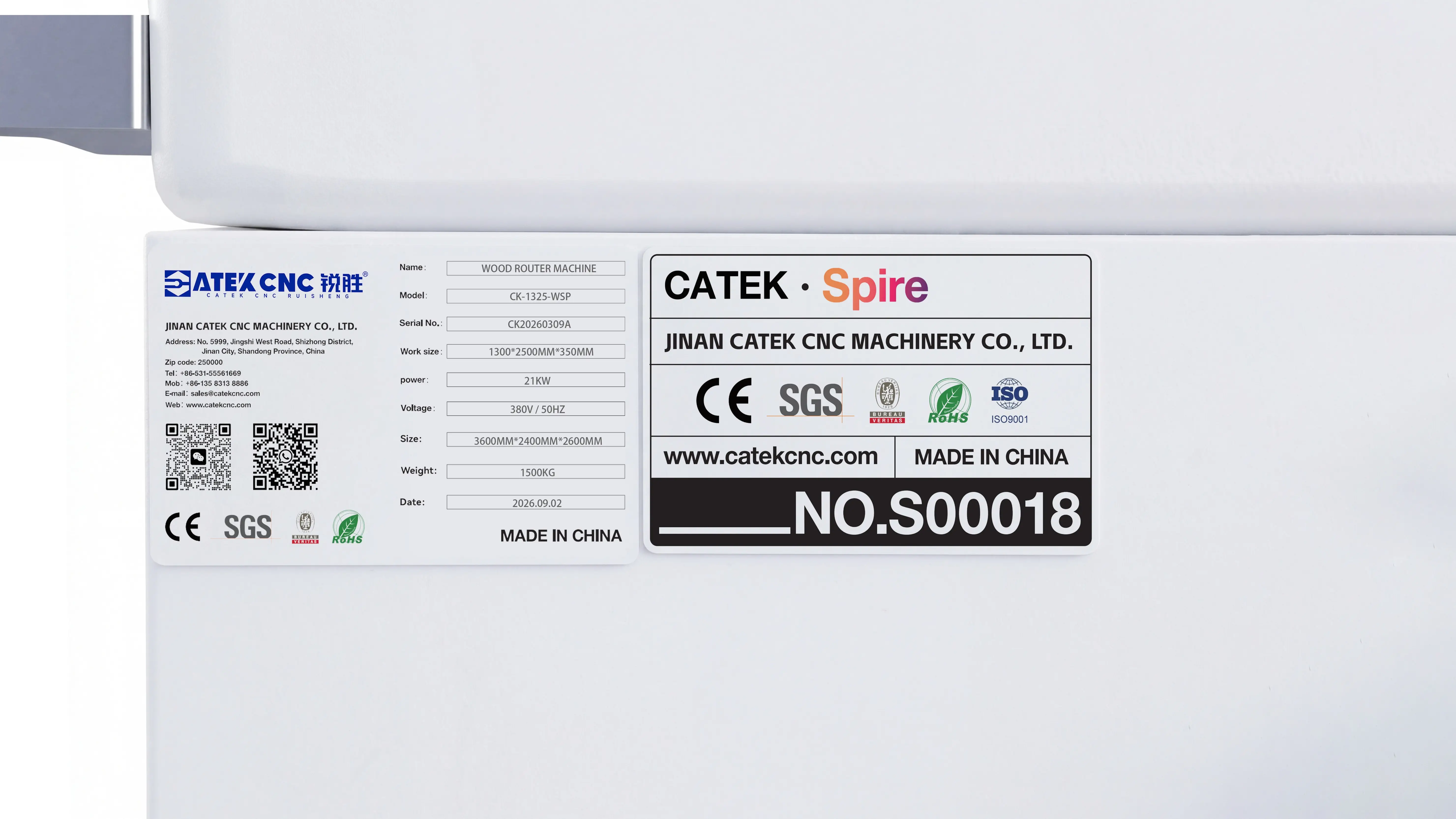 Spire series exclusive serial number of Spire 1325 4-axis CNC router with swing head and rotary 4th axis