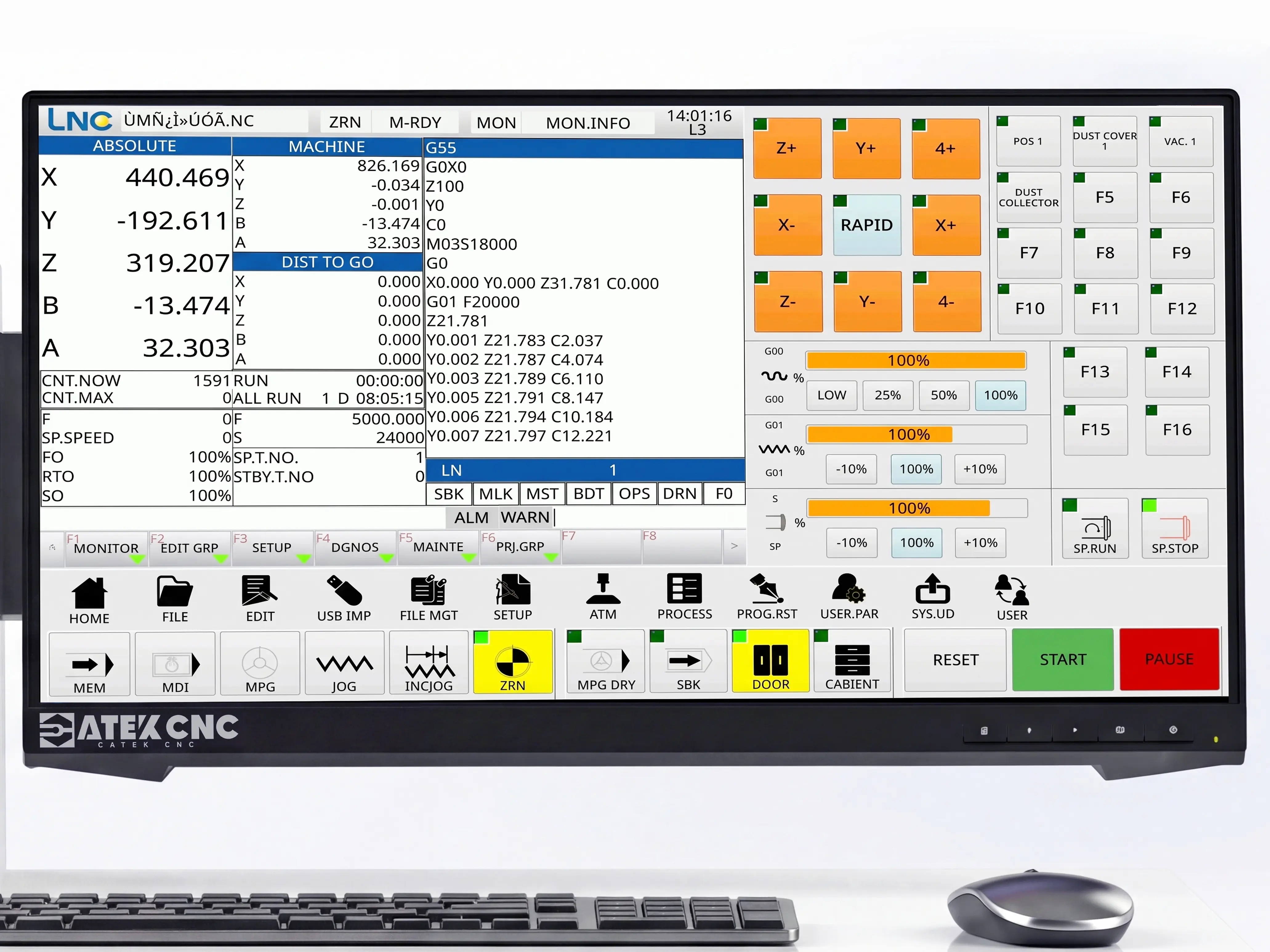 Taiwan LNC control system for Spire 1325 4-axis CNC router with swing head and rotary 4th axis