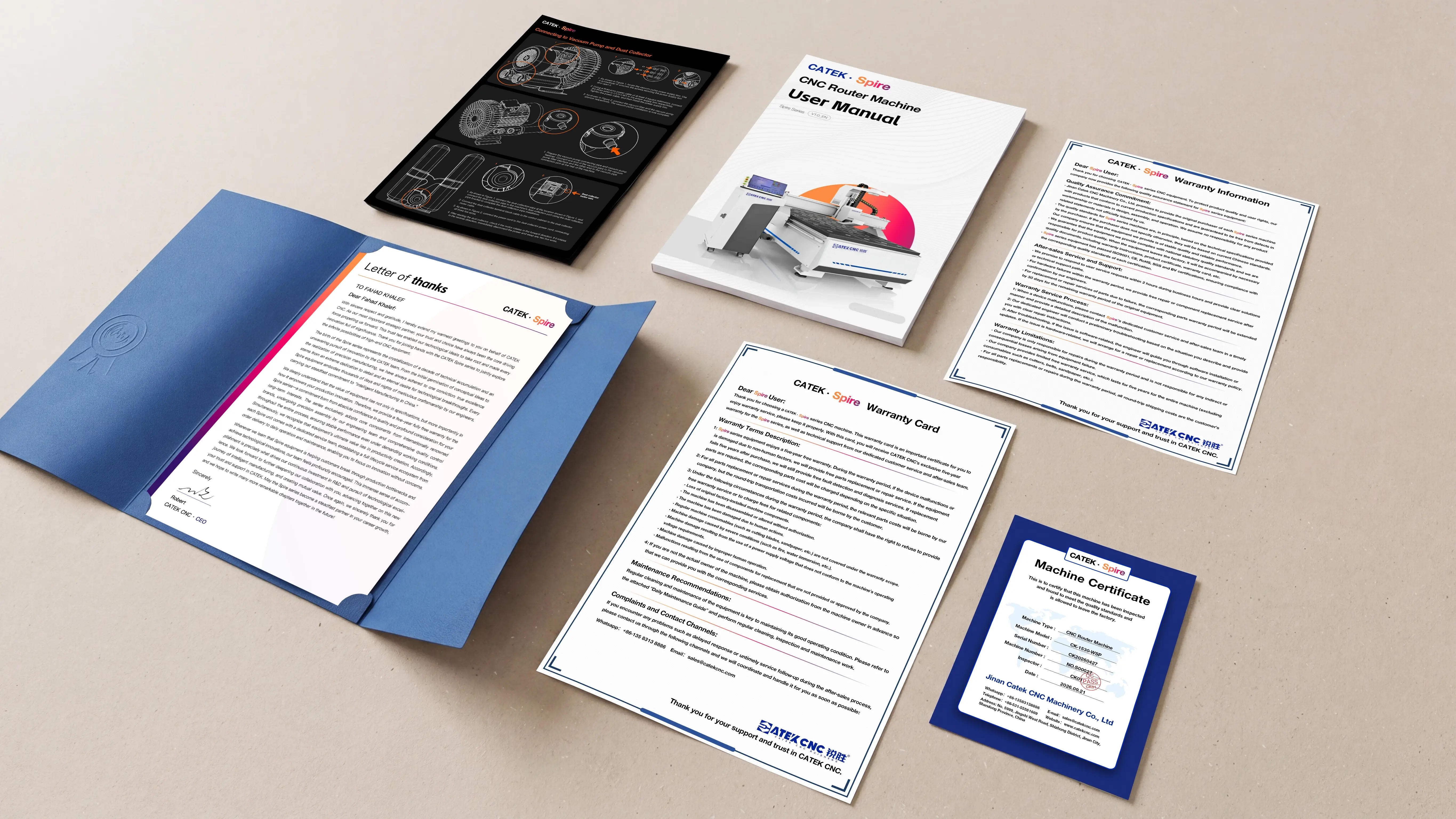 Complete documentation kit for Spire 1530 4-axis CNC router with rotary 4th axis