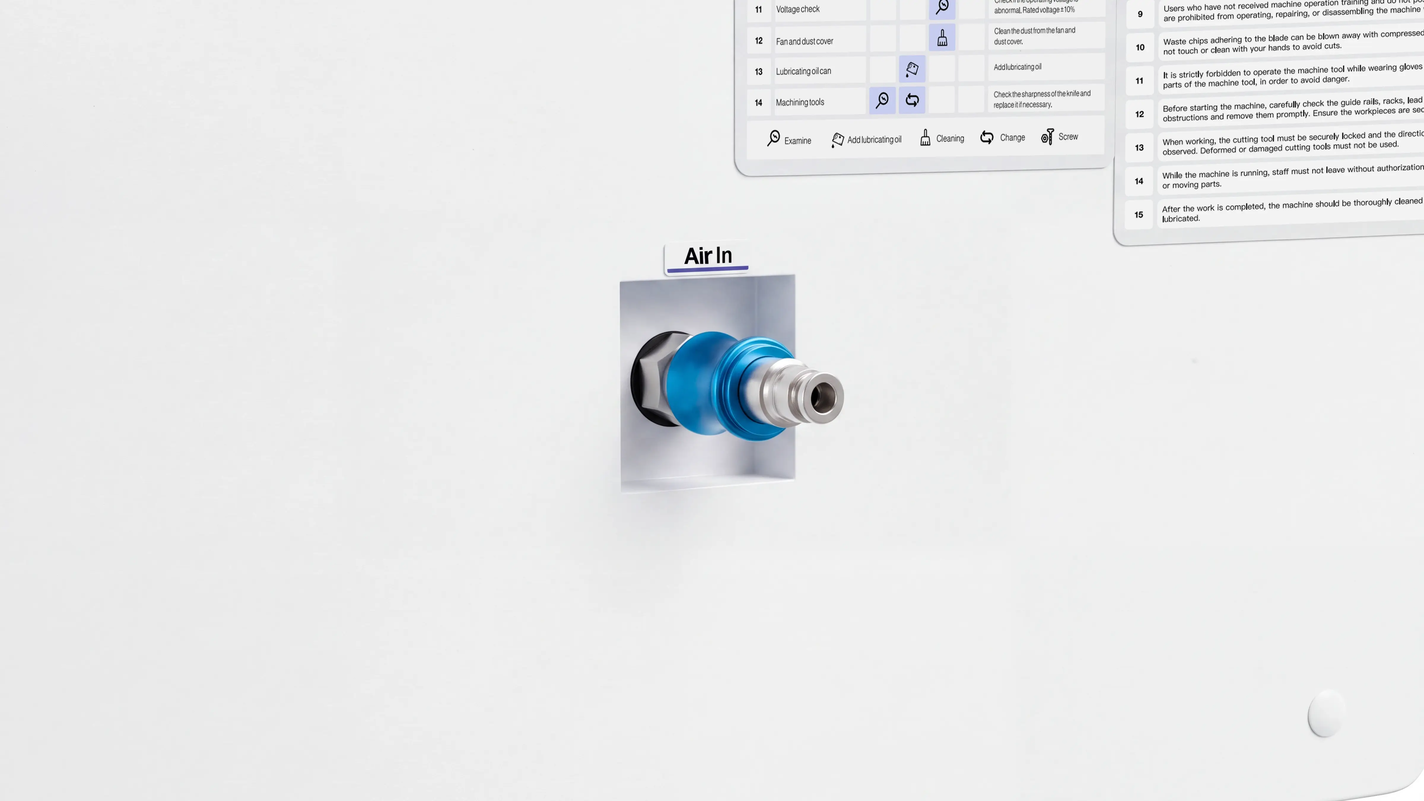 Air source connection sliding valve of Spire 1530 4-axis CNC router with rotary 4th axis
