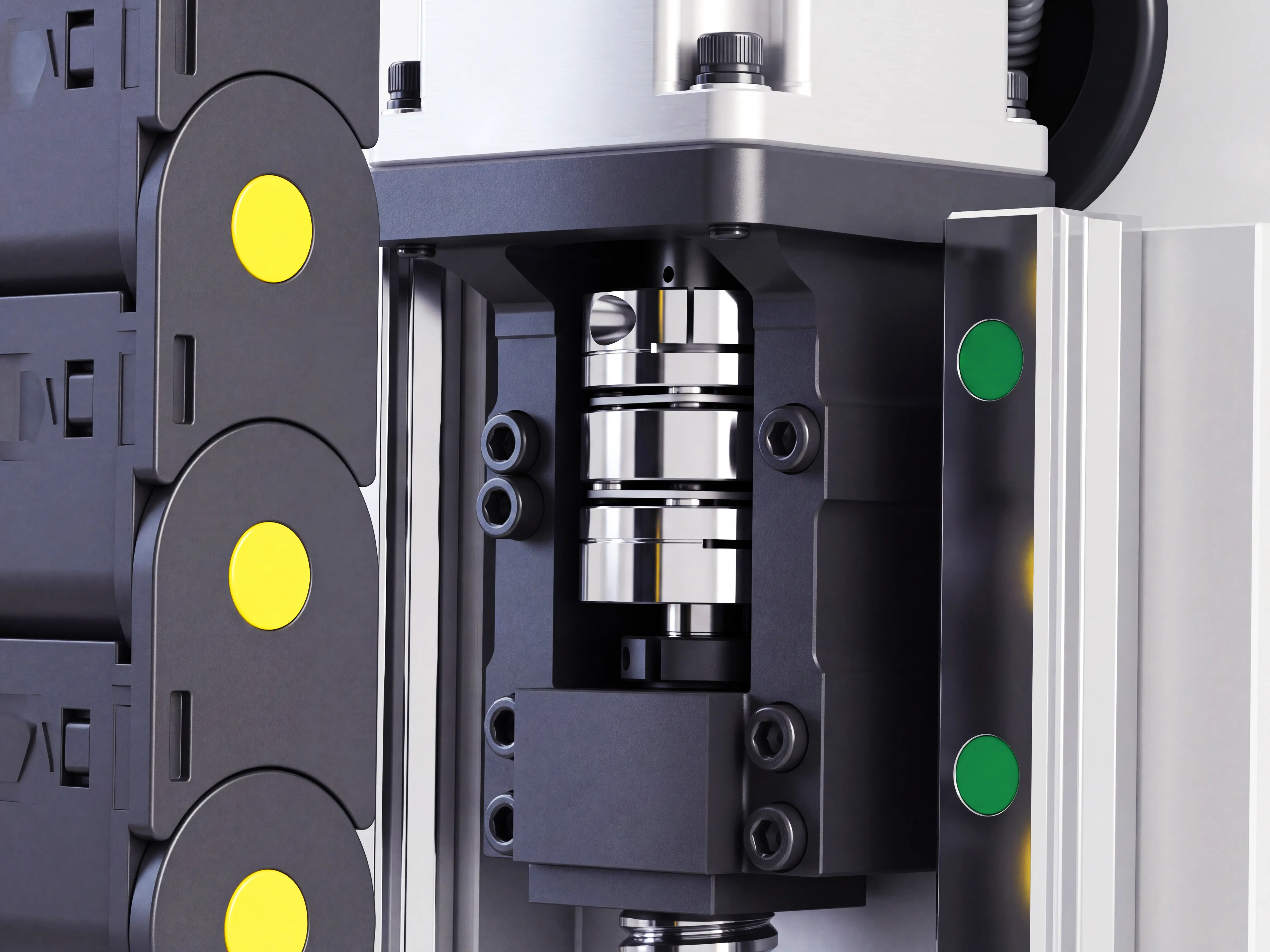 high-performance double diaphragm coupling of Spire 1530 4-axis CNC router with rotary 4th axis