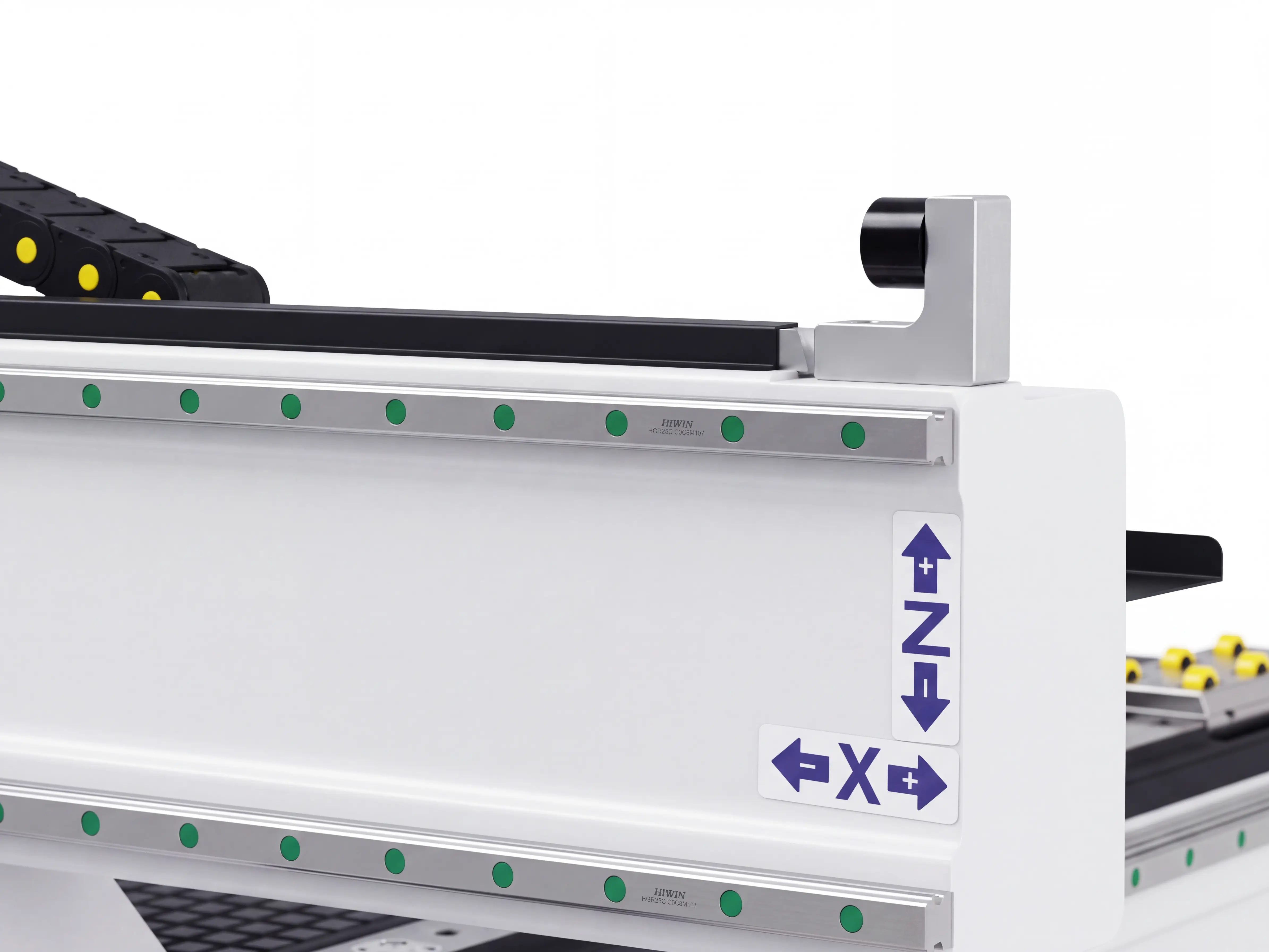 Hiwin (Taiwan) P level 25 linear guideways of Spire 1530 4-axis CNC router with rotary 4th axis