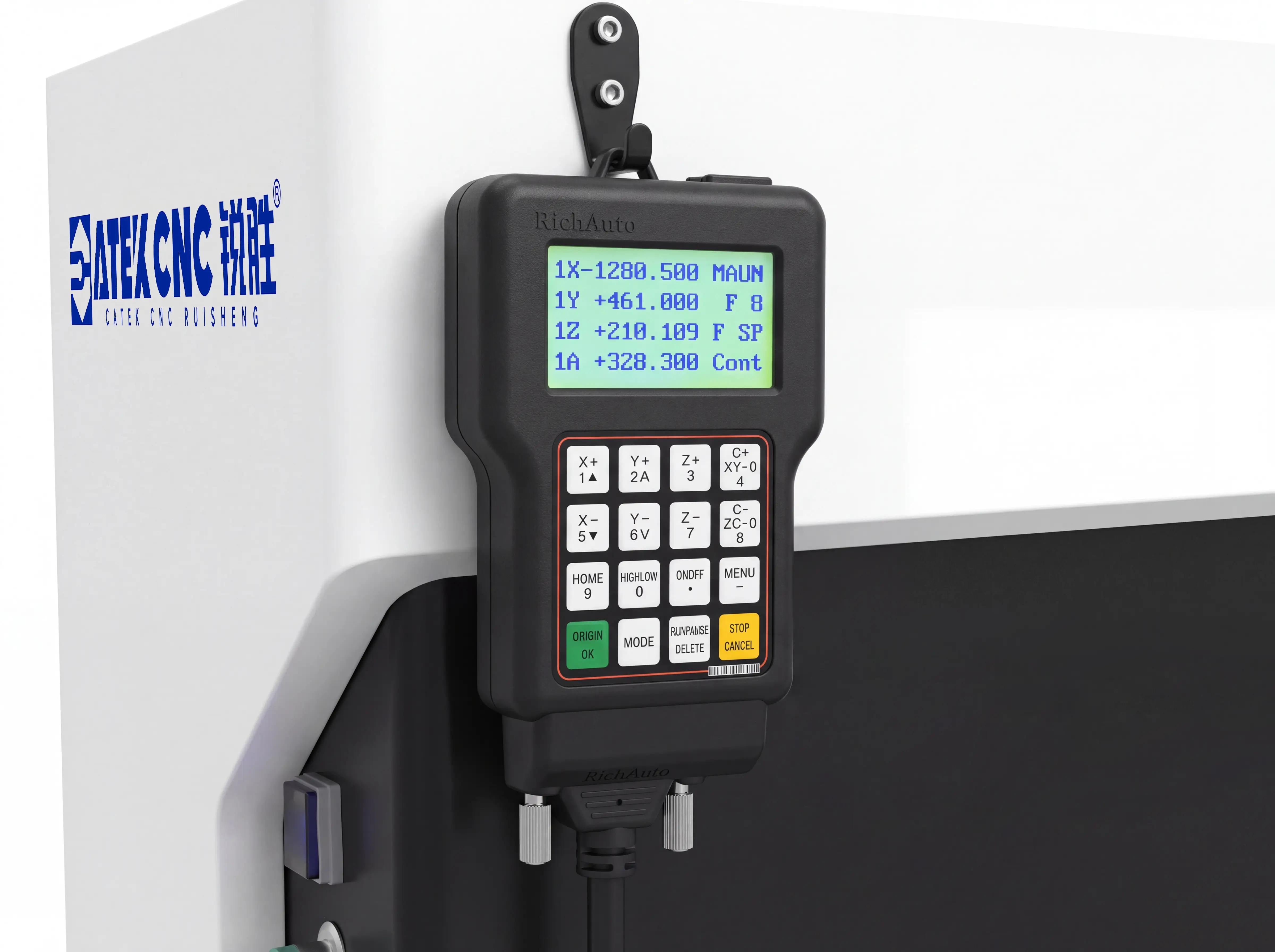 Richauto DSP A18 four-axis handheld
													controller for Spire 1530 4-axis CNC router with rotary 4th axis