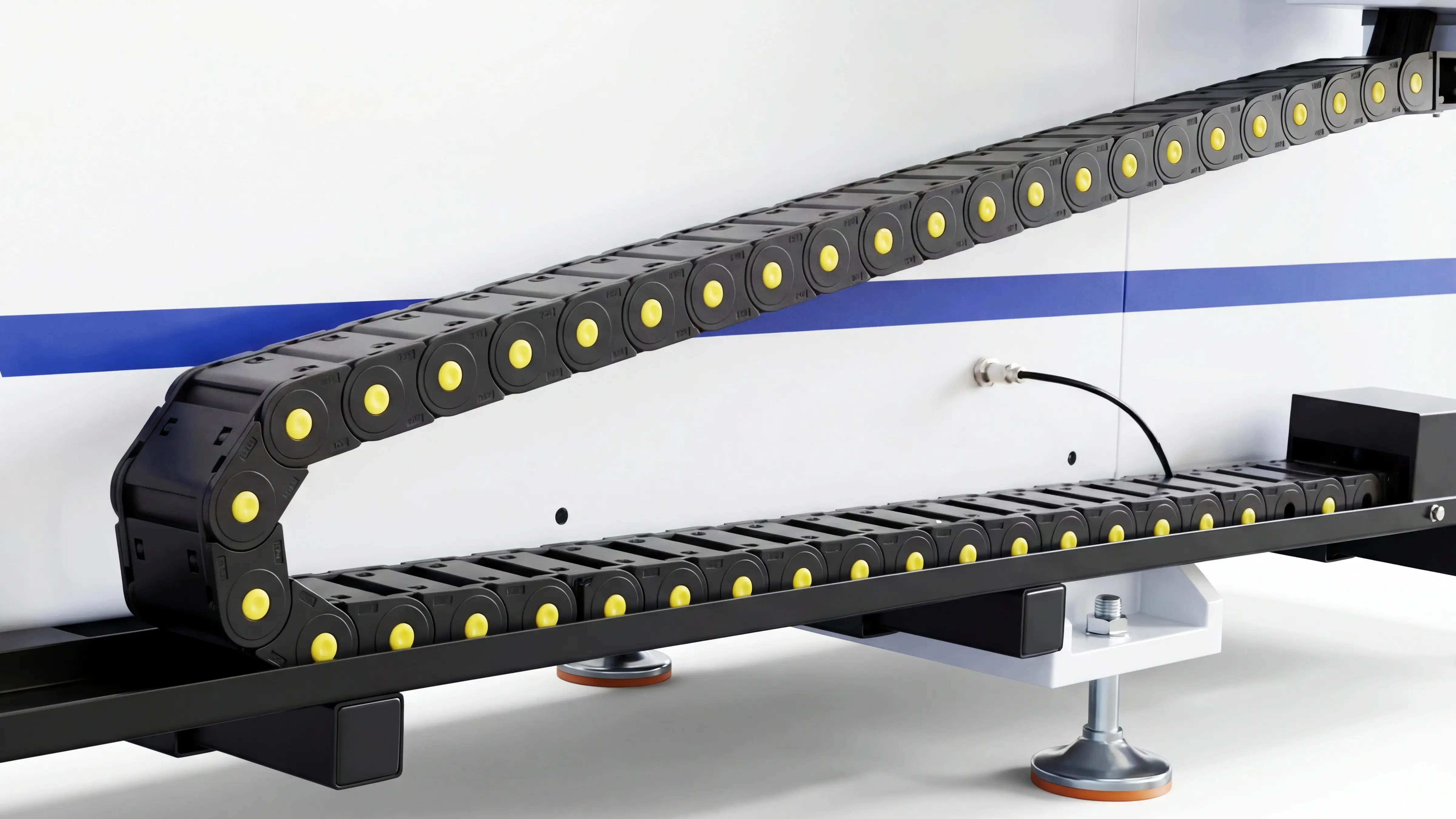 Fully enclosed high-strength cable carrier of Spire 1325 CNC wood router