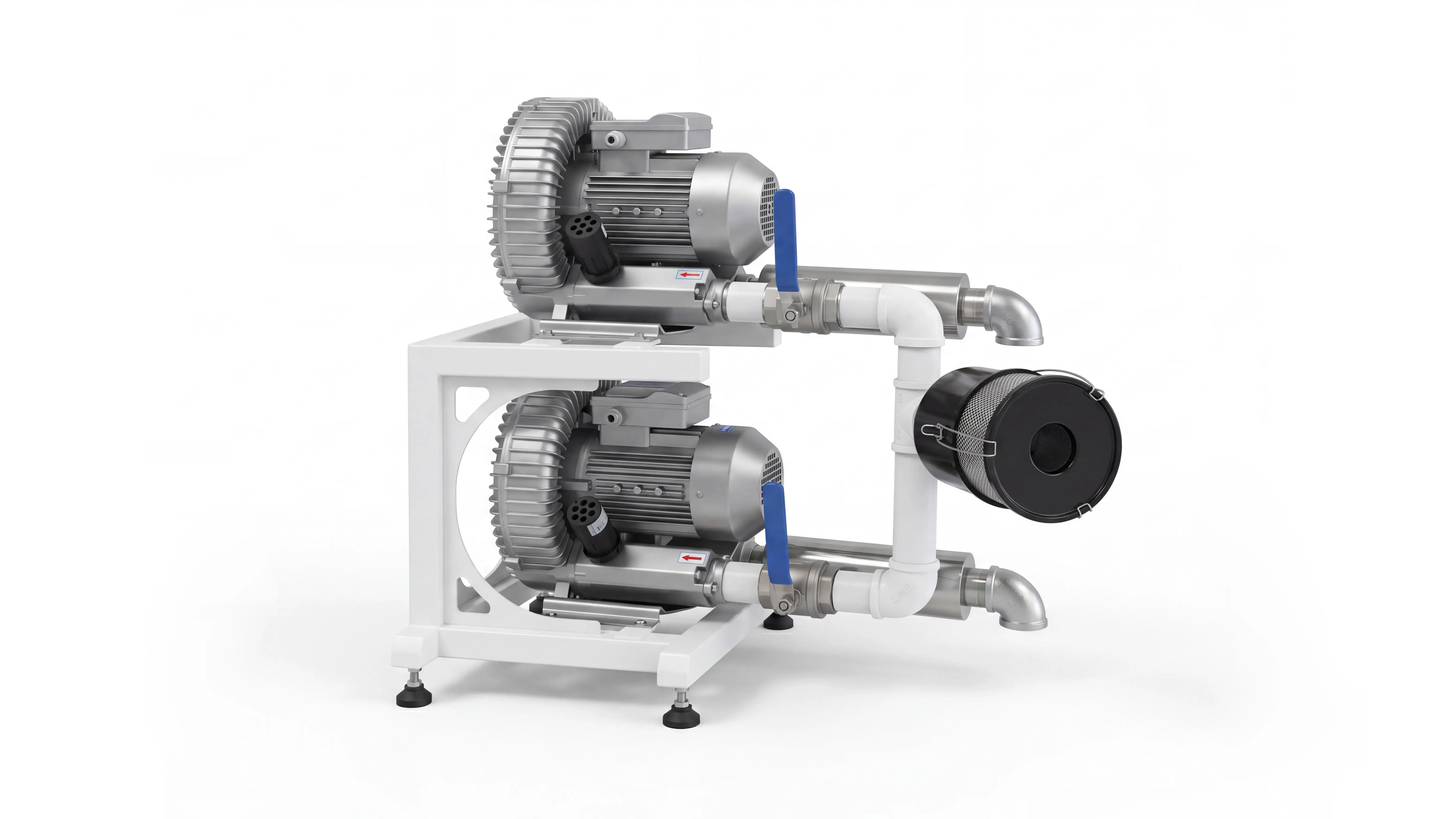 Dual 2.2kW high-pressure vortex air-cooled vacuum pumps for Spire 1325 CNC router