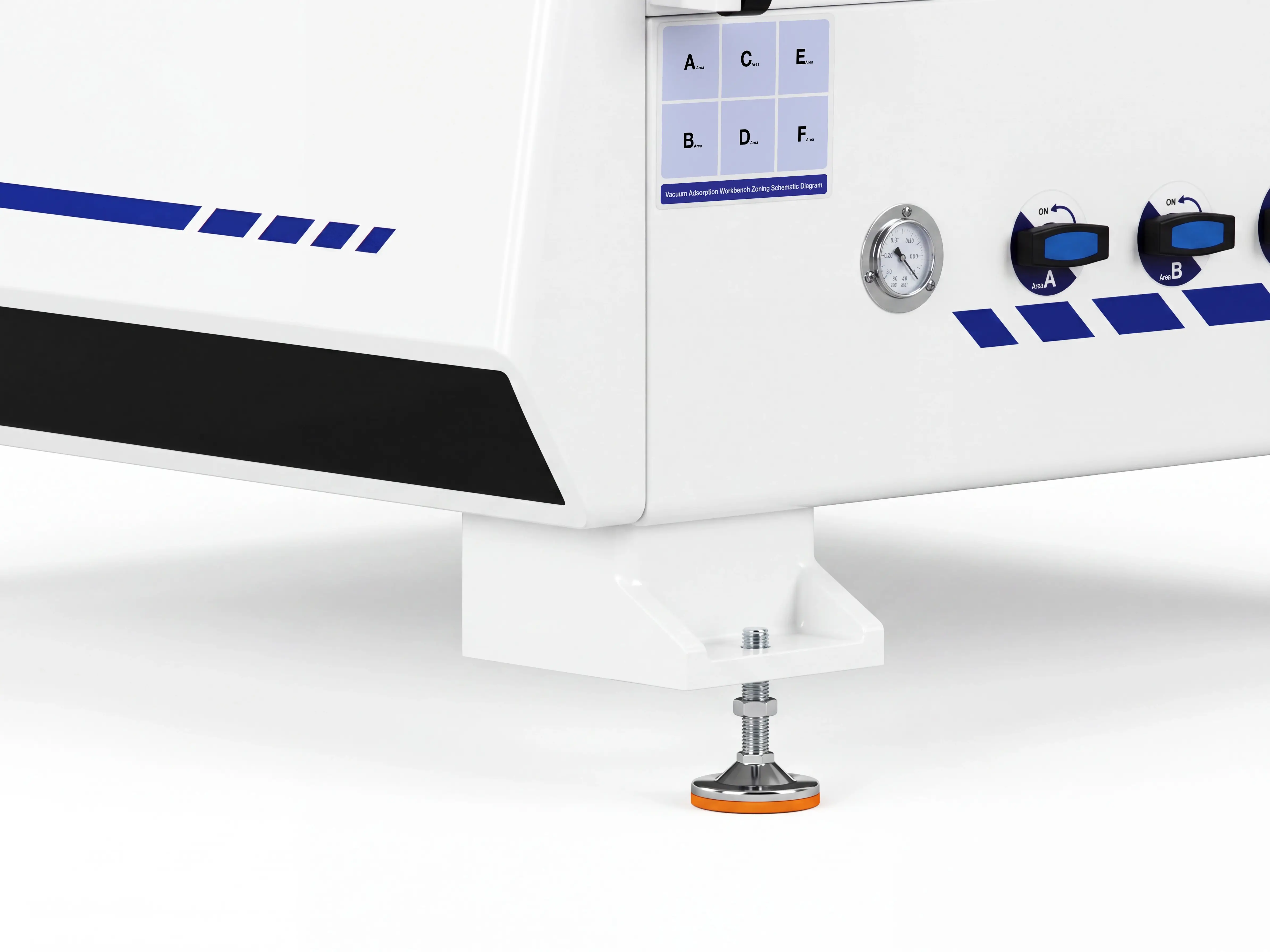 Adjustable leveling feet for Spire 1325 CNC router