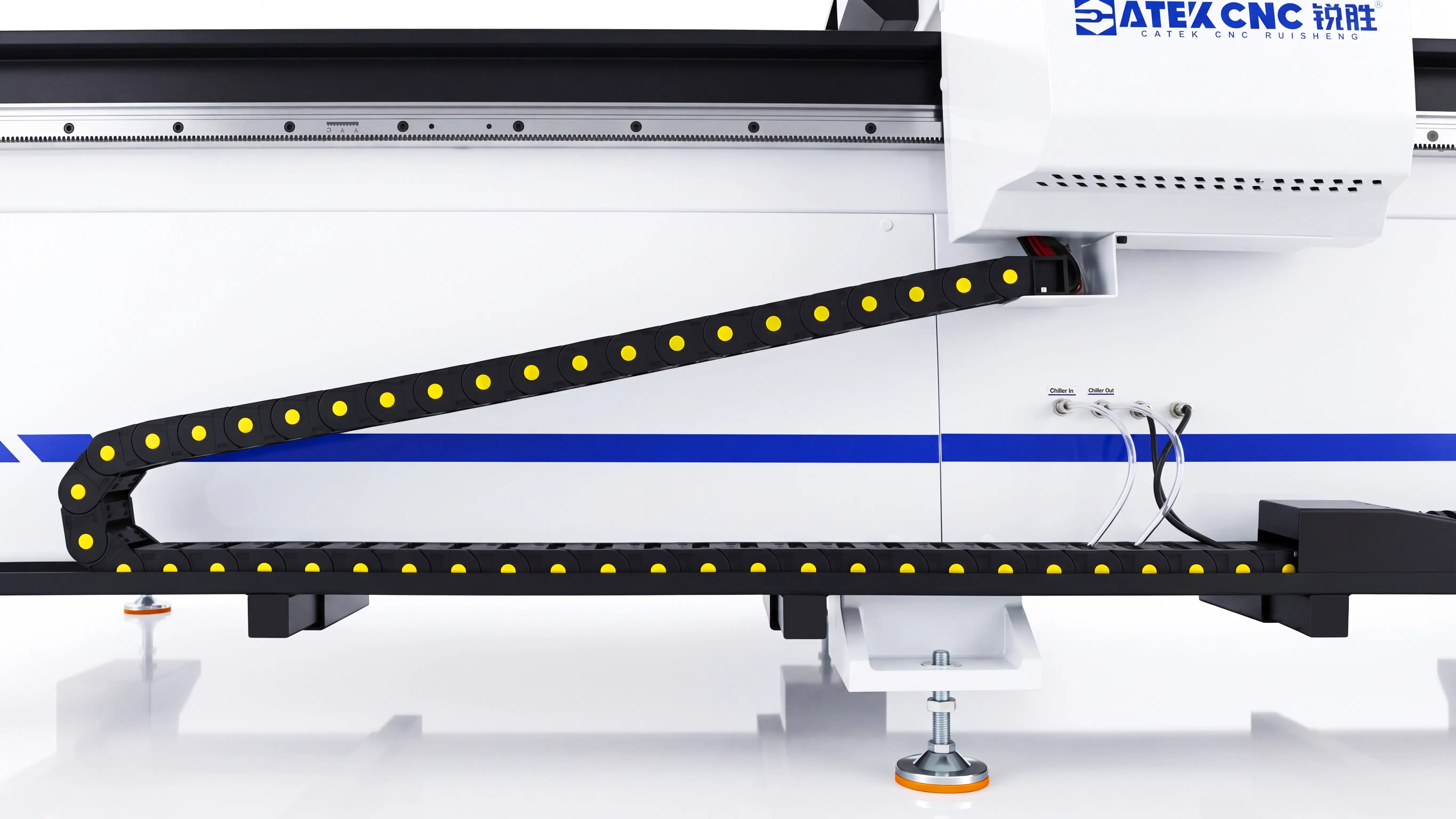 Fully enclosed high-strength cable carrier of Spire 1325 CNC router