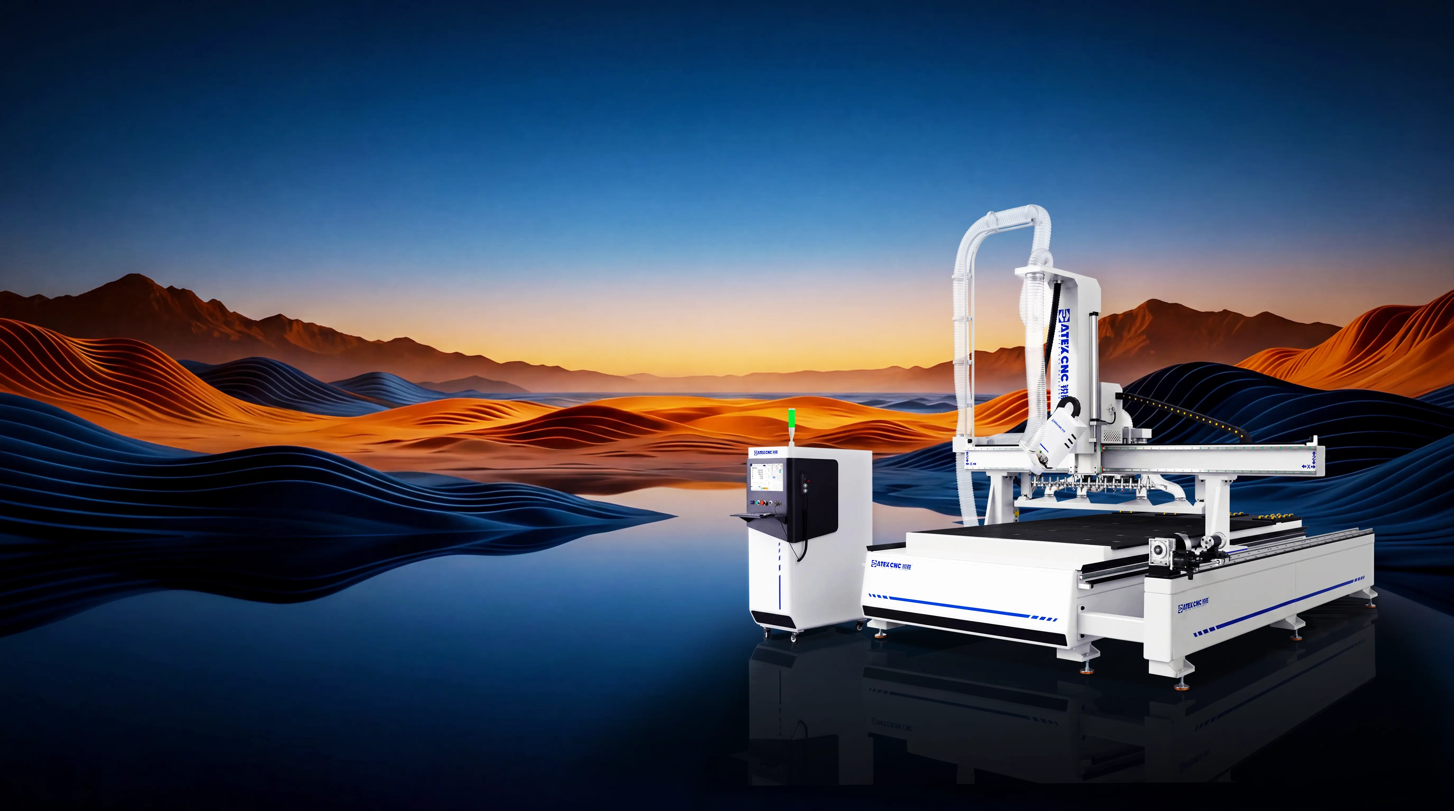Spire 2130 4-Axis Linear ATC CNC Router with Swing Head and Rotary