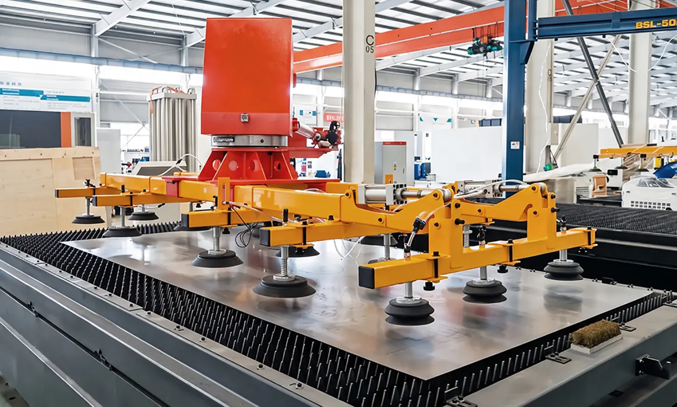 Cantilever-style loading for fiber laser cutting machines Cantilever-style loading system for a fiber laser cutting machine, designed for convenient sheet metal loading and unloading.