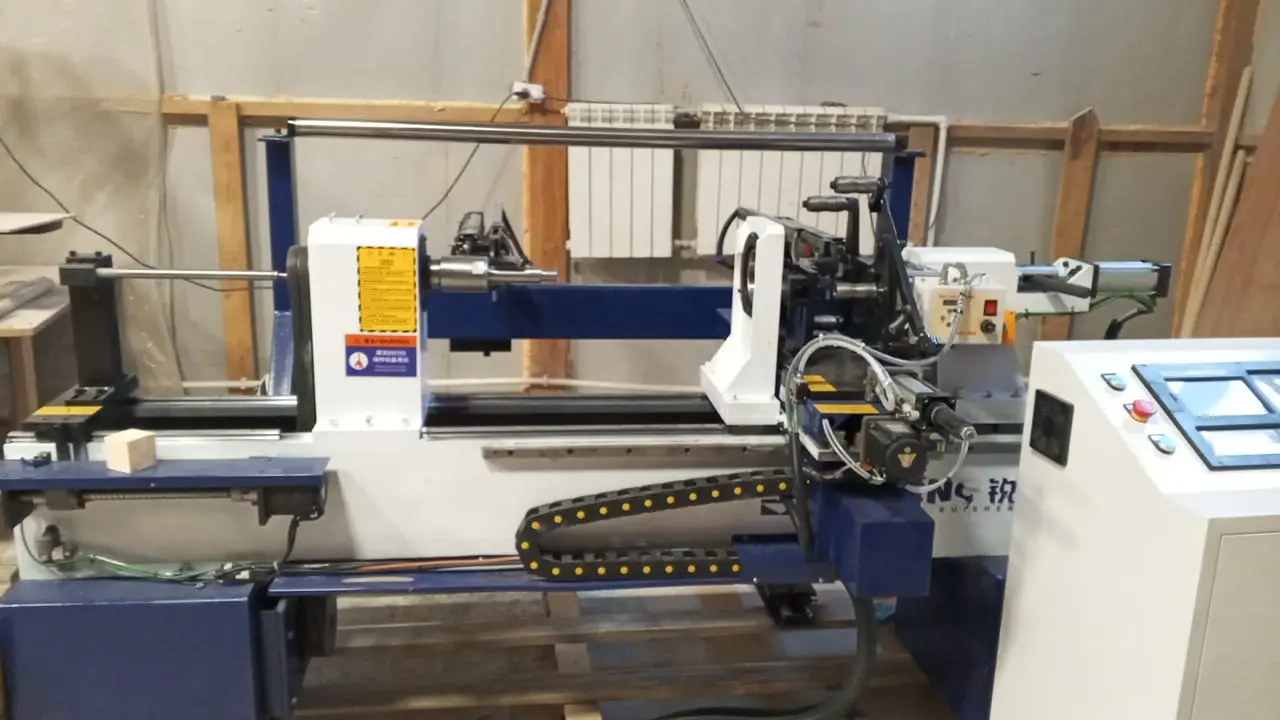 The CNC wood lathe customized for a Russian customer