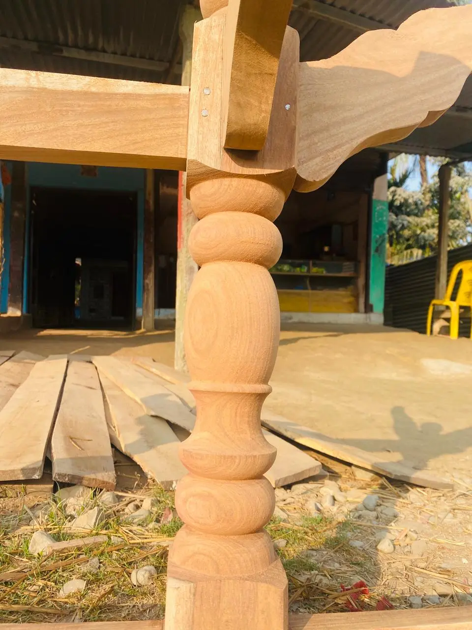 The table legs were machined using a 9-in-1 CNC wood lathe by an Indian customer