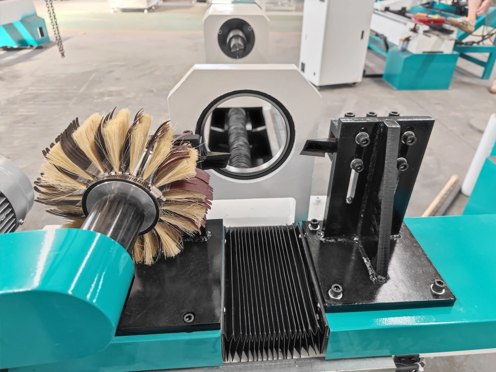 Double-knife CNC wood lathe with sanding wheel Double-knife cnc wood lathe with sanding wheel