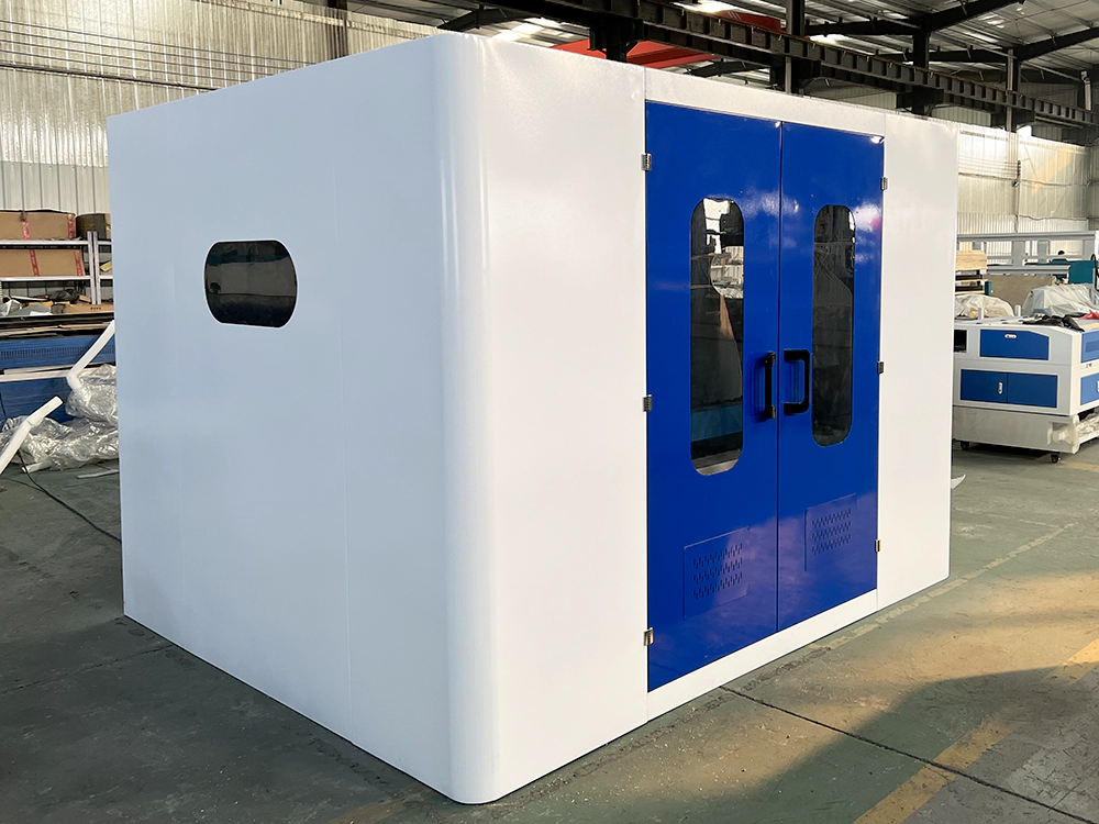 Multi-station 3D CNC Router with full safety enclosure Multi-station 3D CNC Router with full safety enclosure