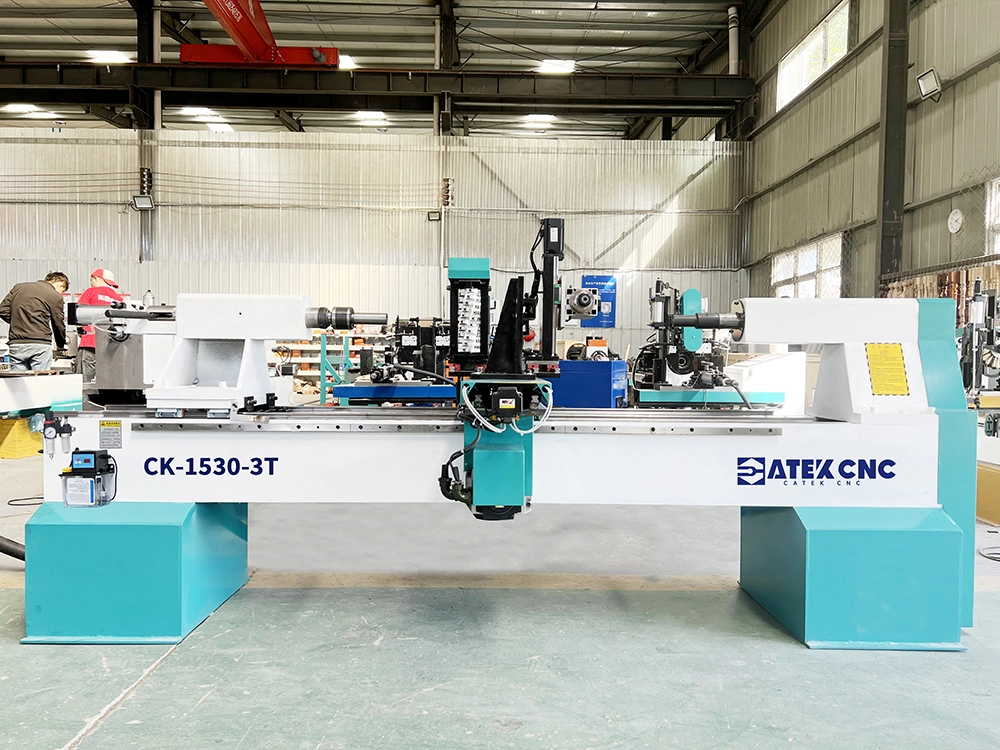 Front view of three-function switchable CNC wood lathe Front view of three-function switchable CNC wood lathe
