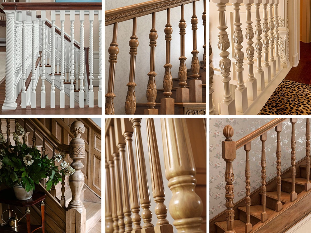 2-station turning and carving CNC wood lathe can process wood stair railings with carved patterns