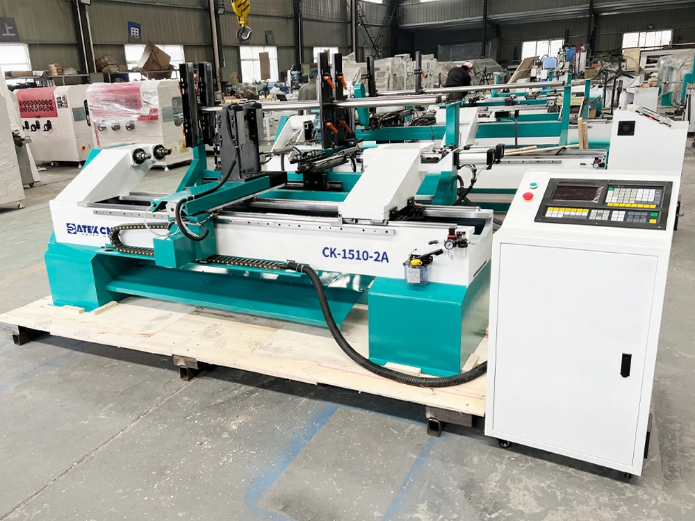 2-station CNC wood lathe machine with automatic feeding kit 2-station CNC wood lathe machine with automatic feeding kit
