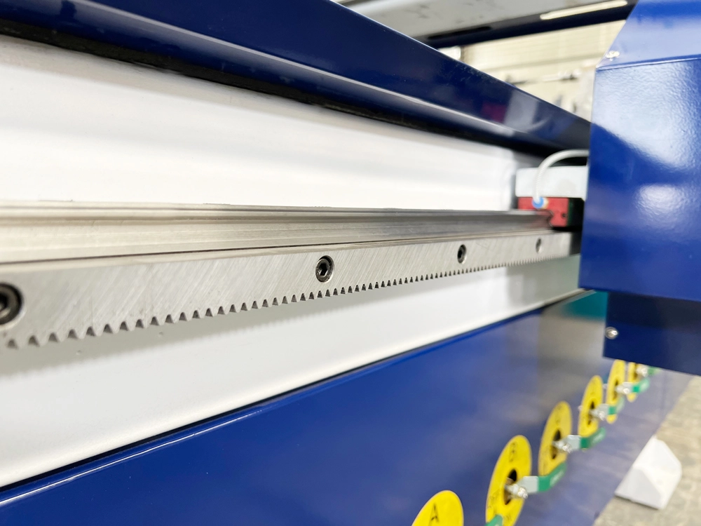 Helical racks and gears of 4x8ft CNC router with oscillating knife