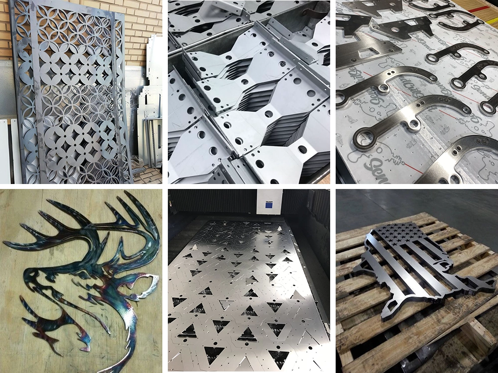 Example of cutting metal door panels, metal parts, and metal decorations using a CNC fiber laser cutting machine Example of cutting metal door panels, metal parts, and metal decorations using a CNC fiber laser cutting machine