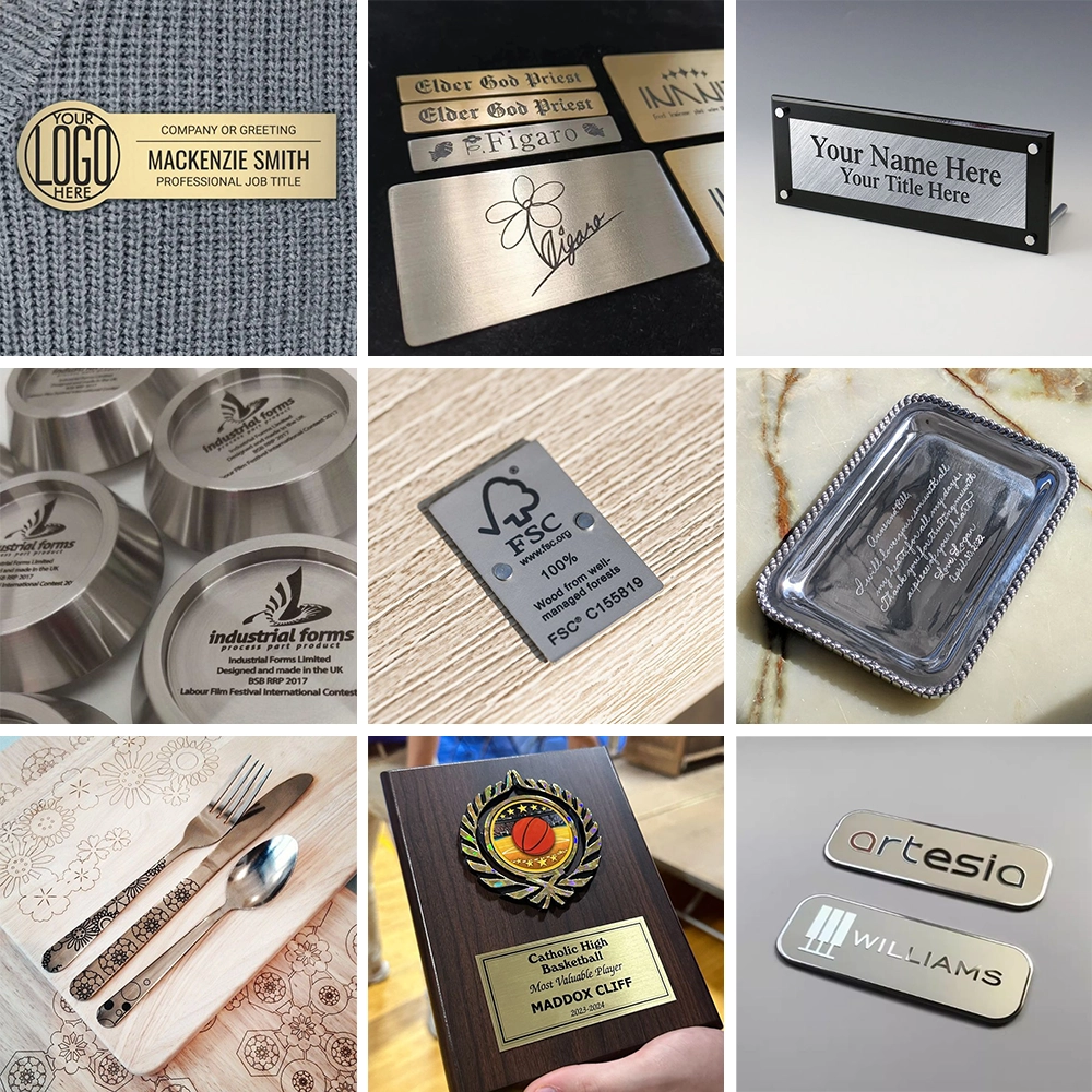 Cabinet-type fiber laser marking machines can mark various products made of brass, stainless steel, titanium alloy, and aluminum alloy, such as signs, cup bottoms, plates, utensils, badges, etc. Cabinet-type fiber laser marking machines can mark various products made of brass, stainless steel, titanium alloy, and aluminum alloy, such as signs, cup bottoms, plates, utensils, badges, etc.