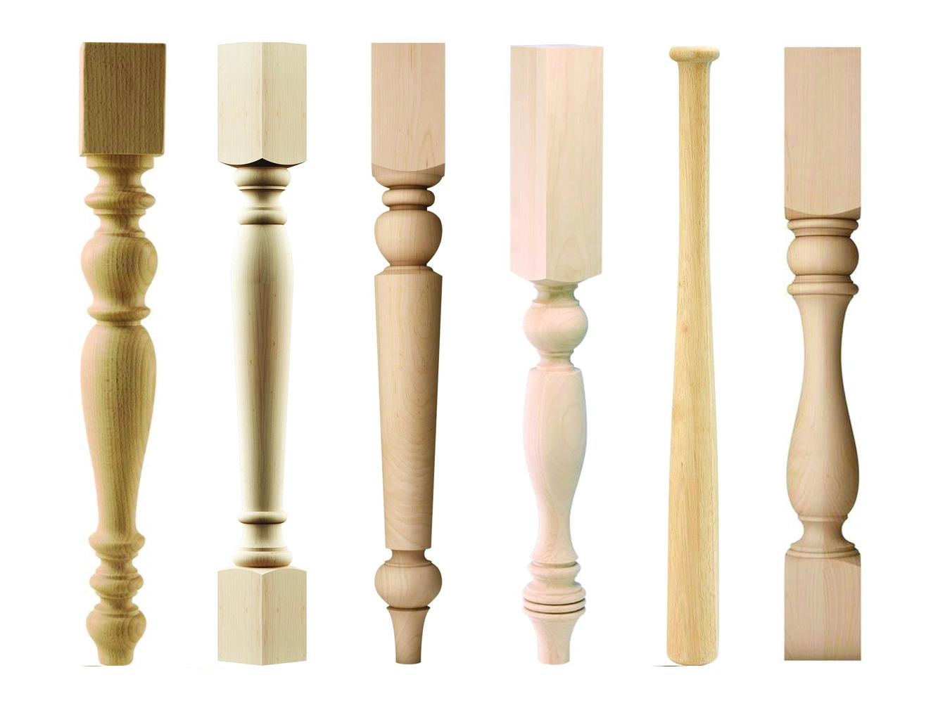 Examples of automatic feeding CNC woodworking lathes for machining stair columns, table legs, and baseball bats Examples of automatic feeding CNC woodworking lathes for machining stair columns, table legs, and baseball bats