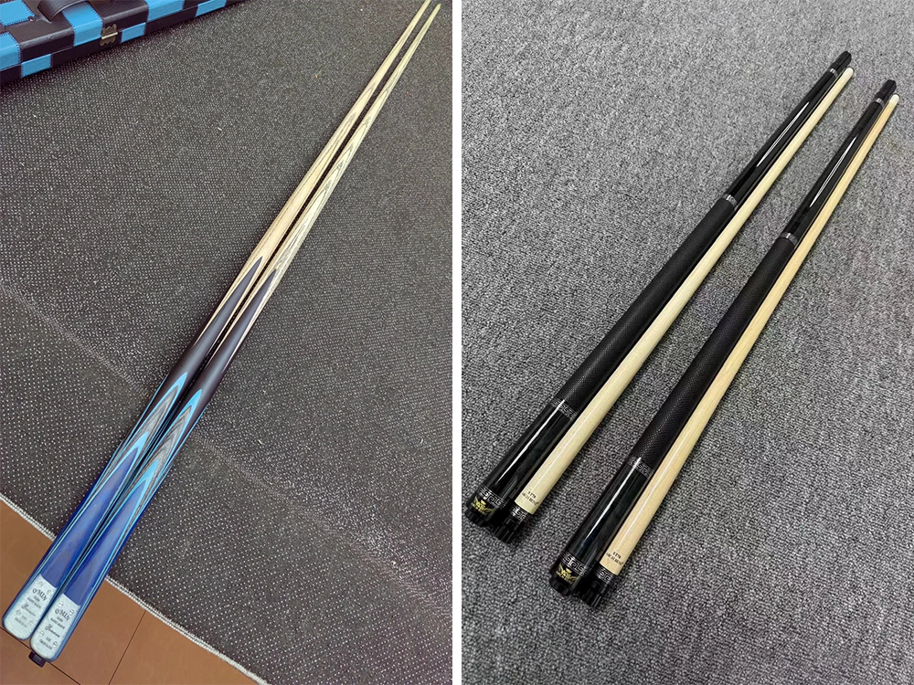 Example of 2-station pool cue machine processing of pool cues Example of 2-station pool cue machine processing of pool cues