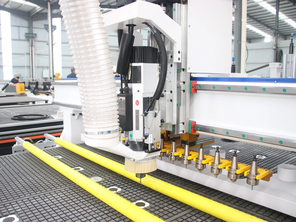 Linear automatic tool changer for 7x10ft ATC CNC router with automatic loading and unloading Linear automatic tool changer for 7x10ft ATC CNC router with automatic loading and unloading