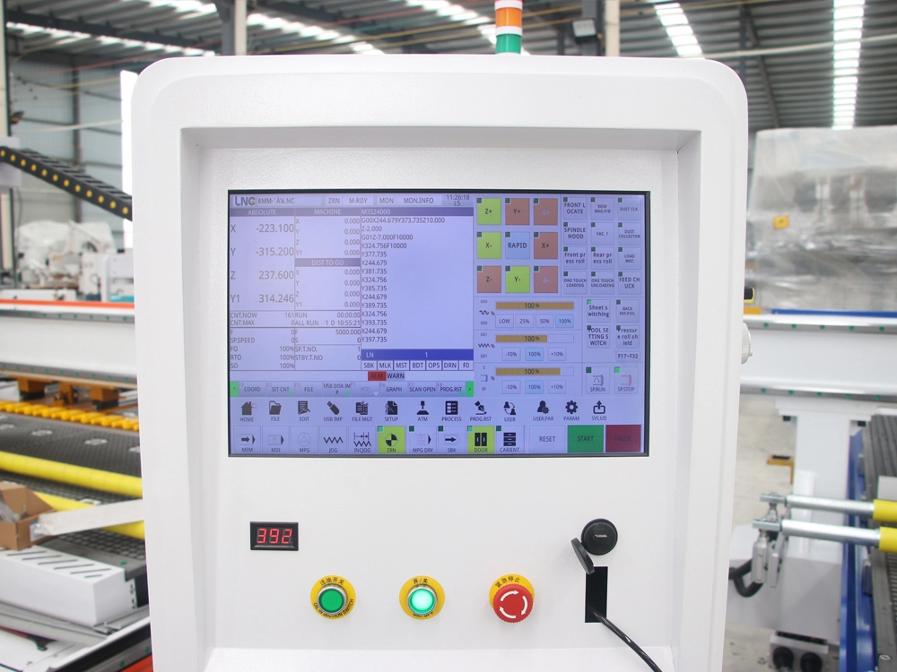 LNC control system for 7x10ft ATC CNC router with automatic loading and unloading LNC control system for 7x10ft ATC CNC router with automatic loading and unloading