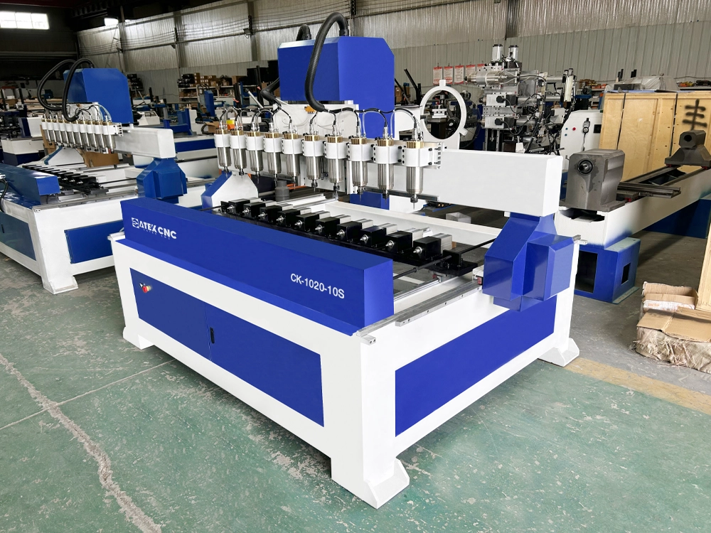 Front left view of 10 station of 3D wood sculpting machine Front left view of 10 station of 3D wood sculpting machine
