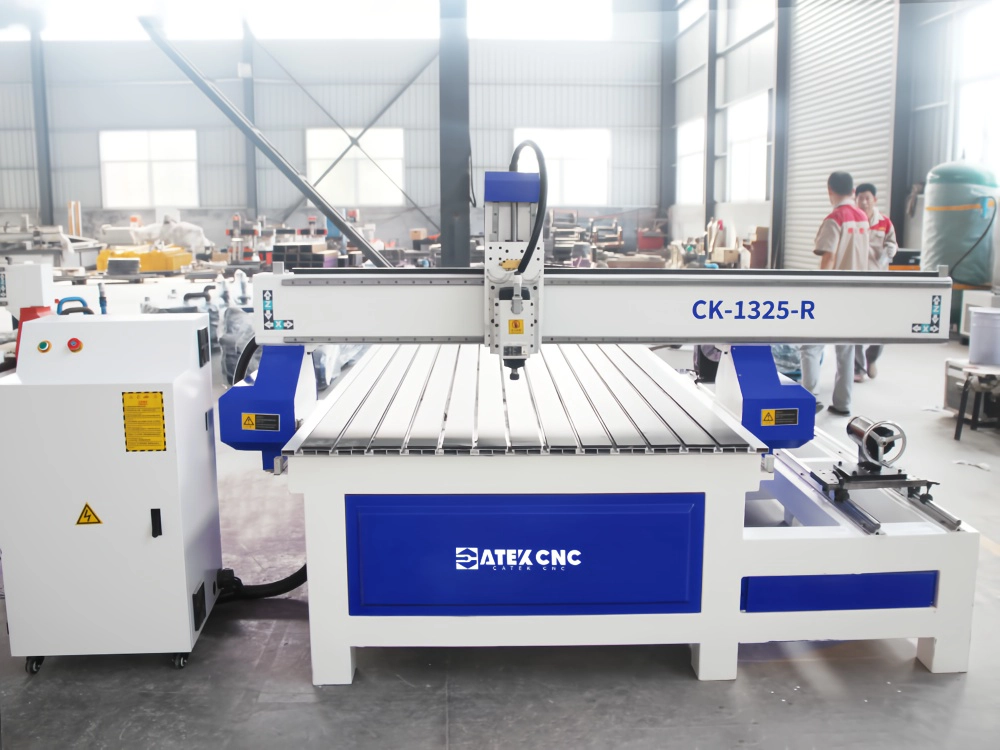 Front view of 4x8 CNC router with rotary fourth axis Front view of 4x8 CNC router with rotary fourth axis