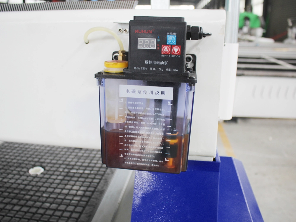 Lubrication system for 5x10ft CNC router with vacuum adsorption workbench Lubrication system for 5x10ft CNC router with vacuum adsorption workbench