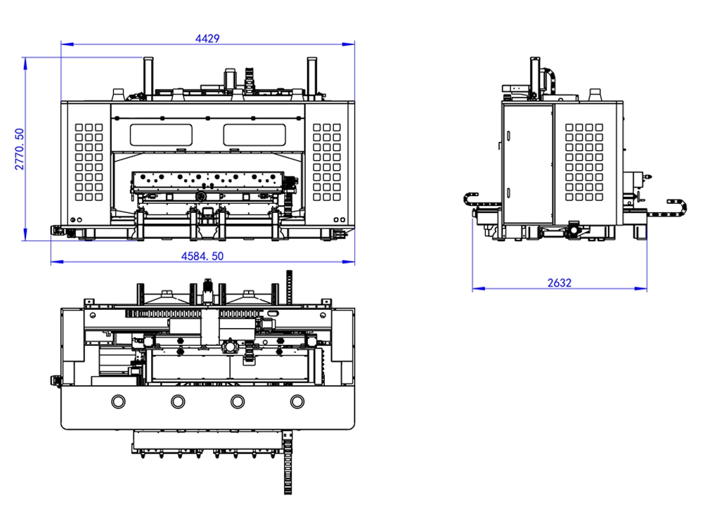 Structural diagram of the eight-head five-axis CNC wood processing center Structural diagram of the eight-head five-axis CNC wood processing center