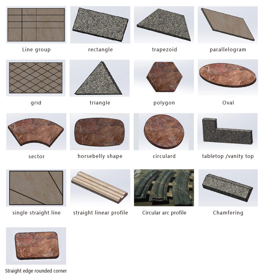 The 5-axis CNC stone bridge saw can process stone into various shapes The 5-axis CNC stone bridge saw can process stone into various shapes