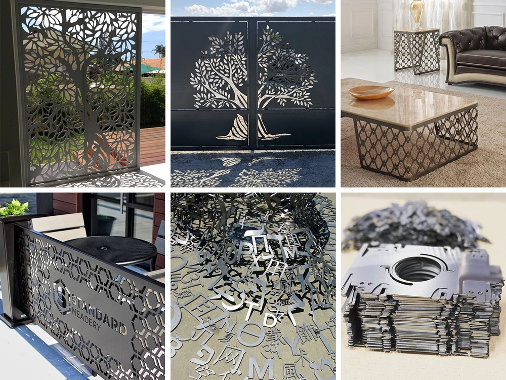 The 4x8ft plasma cutter for sheet and pipe can cut metal doors, hollow coffee table bases, hollow metal railings, metal letters, metal parts, etc. The 4x8ft plasma cutter for sheet and pipe can cut metal doors, hollow coffee table bases, hollow metal railings, metal letters, metal parts, etc.