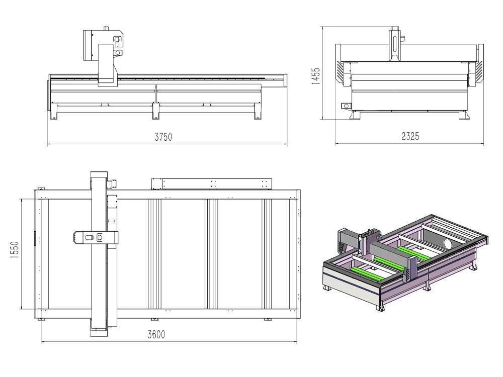 Structure diagram of 5x10ft CNC plasma cutter Structure diagram of 5x10ft CNC plasma cutter